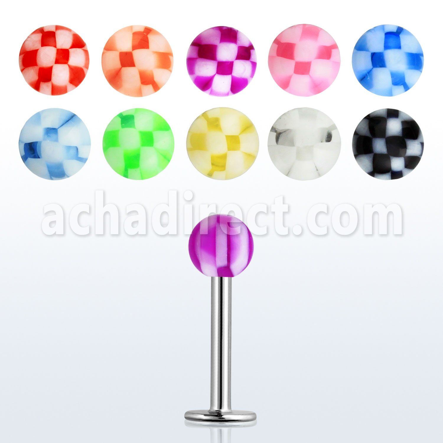 lbckb3 labret acero quirurgico bola cuadros uv 3mm 8mm venta