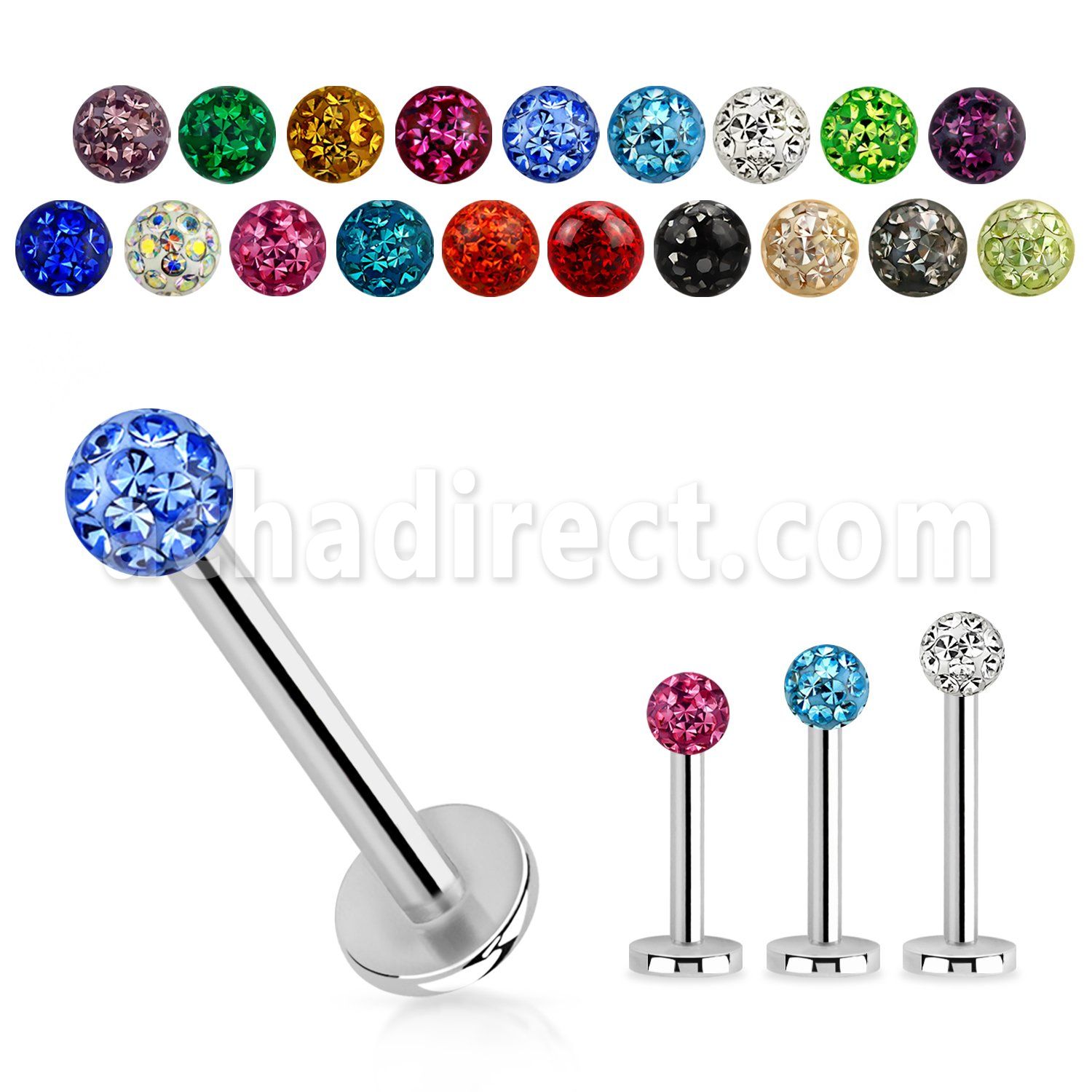 lbfr3 labret acero quirurgico bola multi cristal ferido 3mm venta