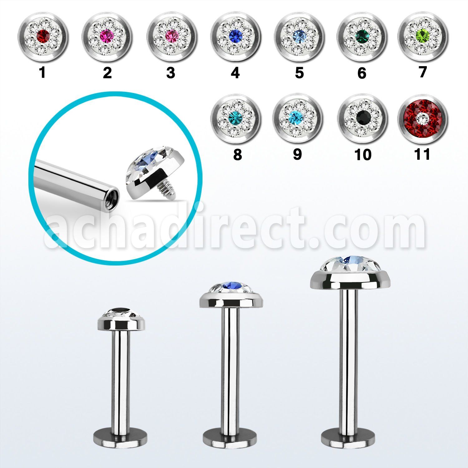 lbifrb labret acero quirurgico rosca interna multi cristal ferido distribuidor