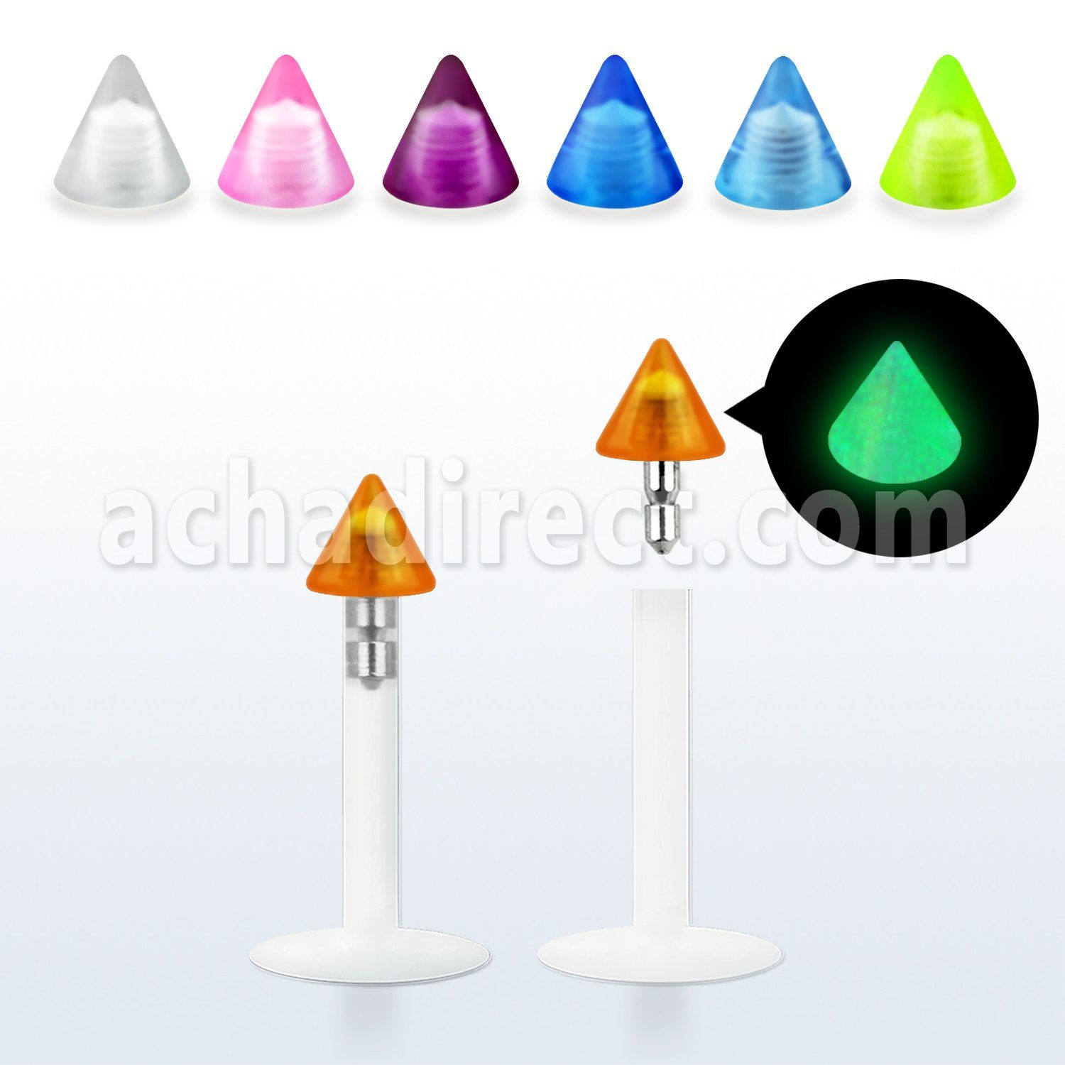 lbiglcn3 labret bio flexible transparente acero 316l presion cono brilla oscuridad 3mm mayorista