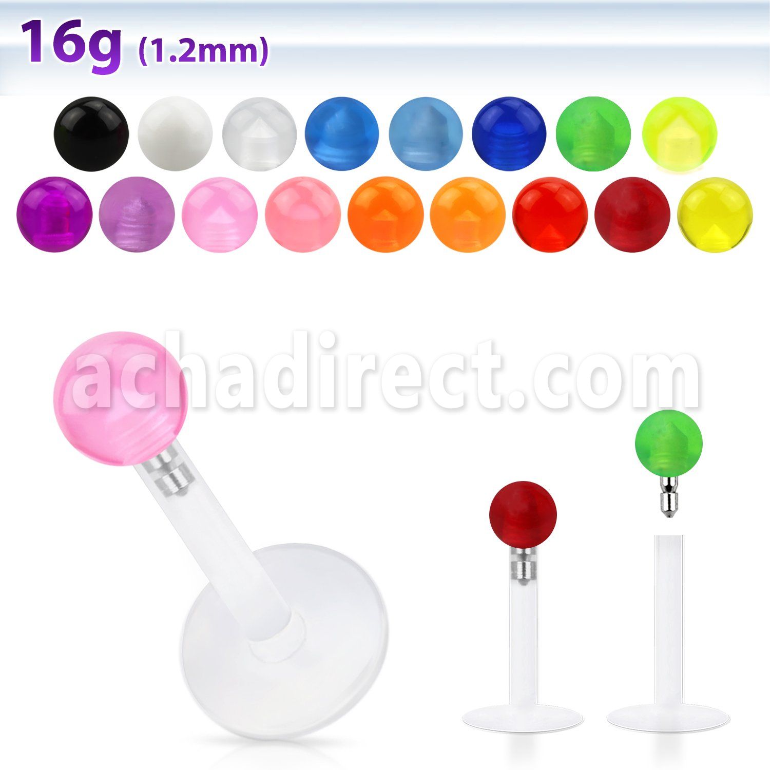lbivb3 labret bio flexible bola acrilico uv 3mm presion distribuidor mayorista