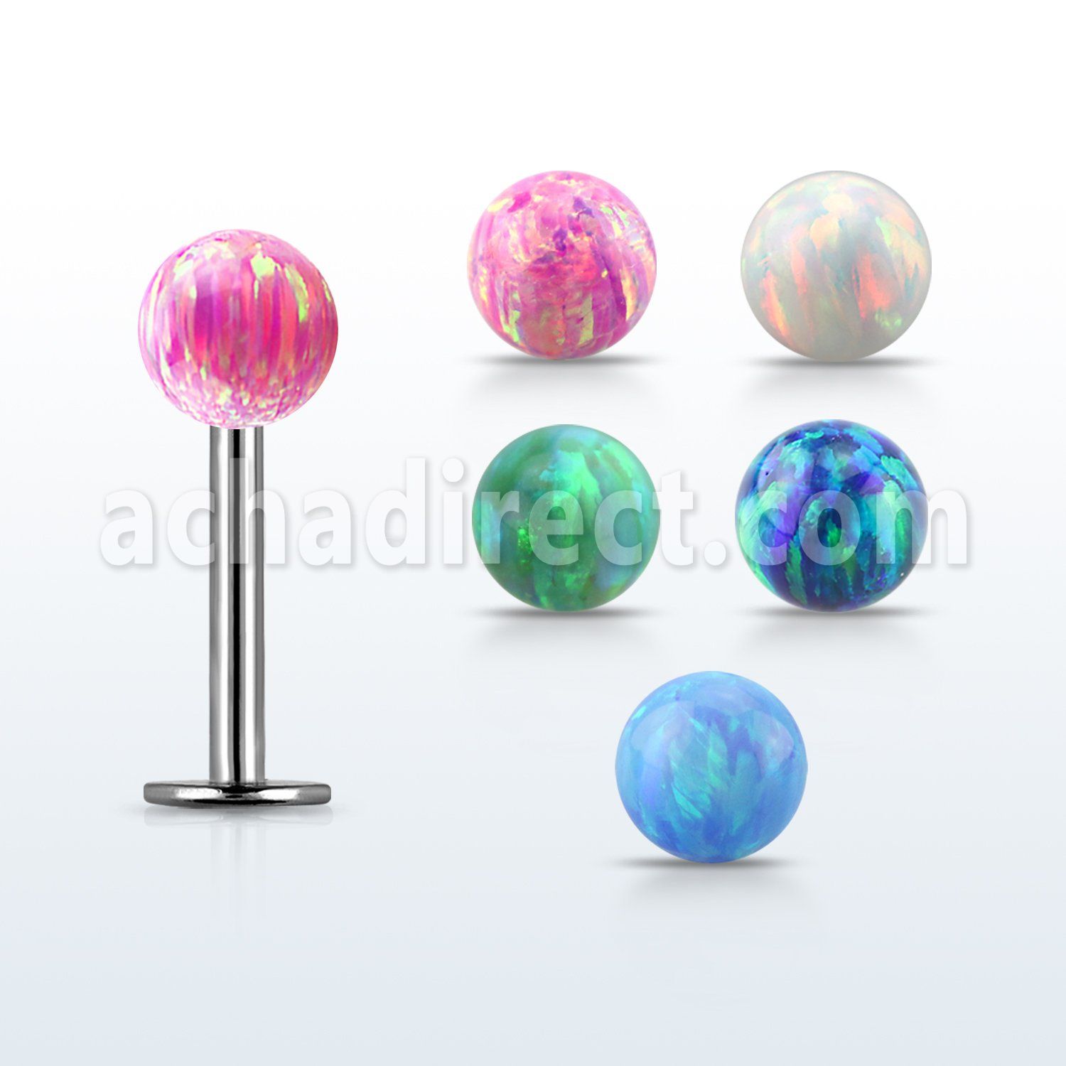 lbop4s labret acero 316l bola opalo 4mm mayorista