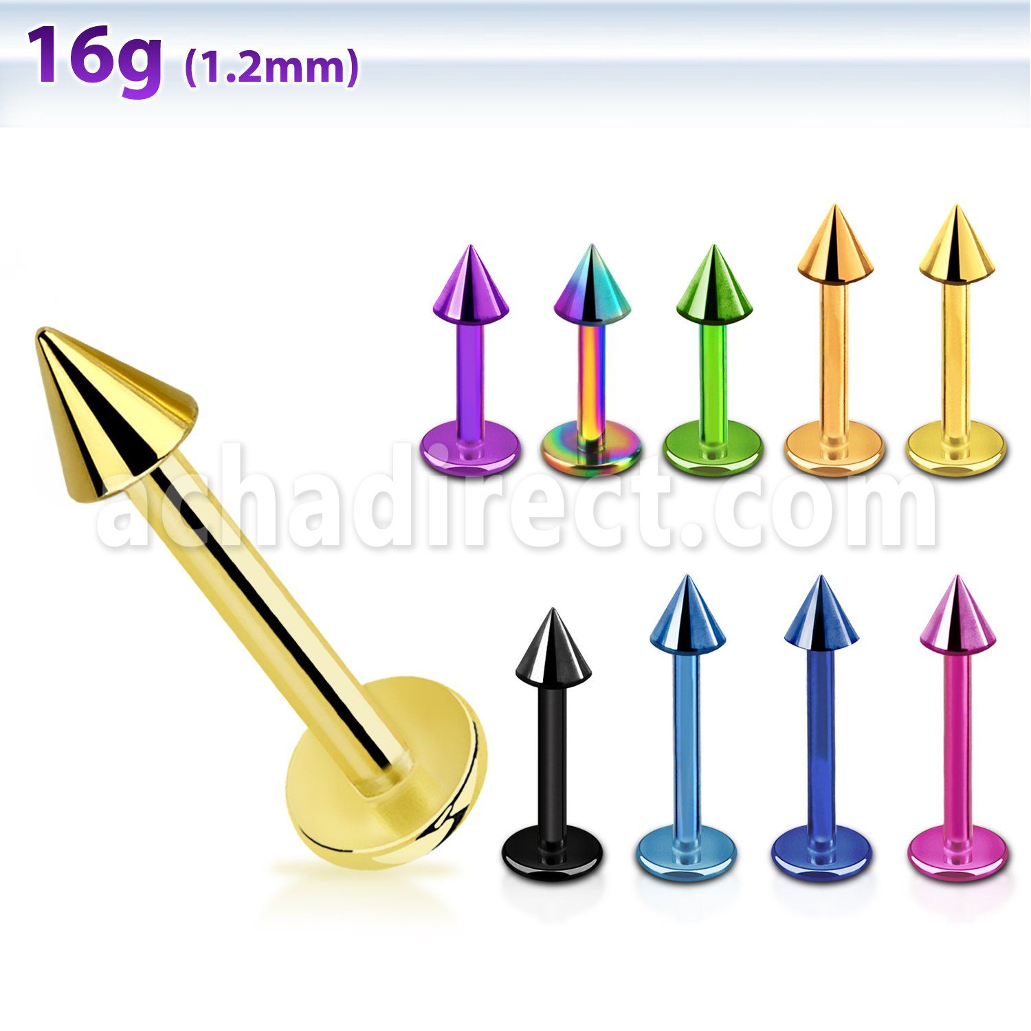 lbtcn3 labret acero quirurgico pvd cono 3mm mayorista