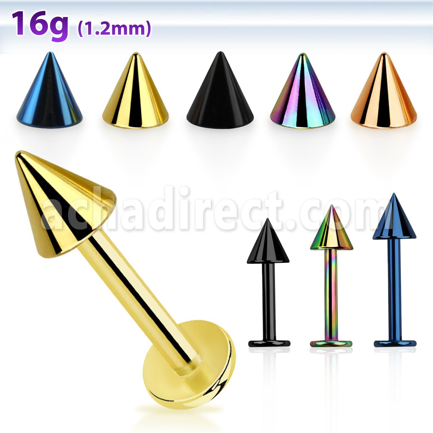 lbtcn4s labret acero quirurgico anodizado cono 4mm mayorista