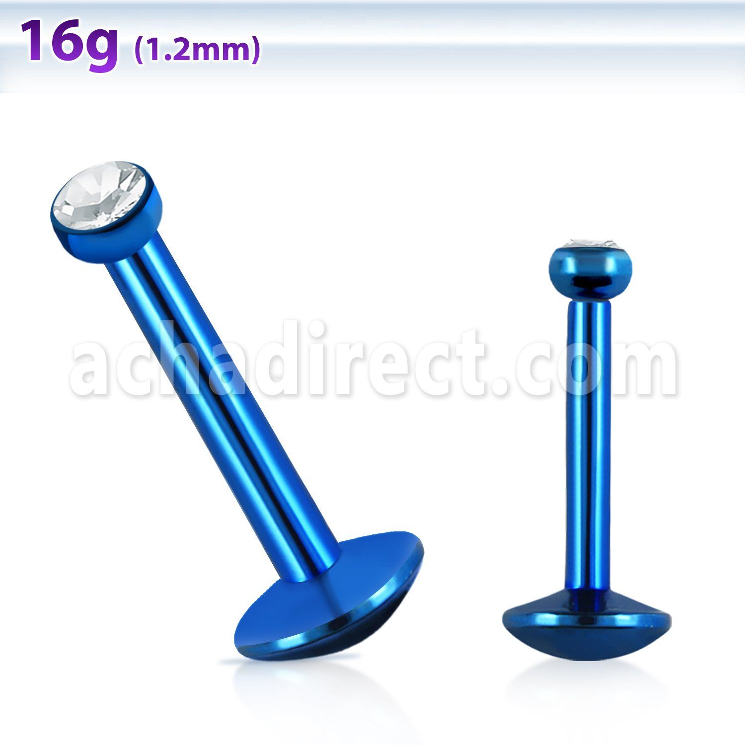 lbtj25 labret acero 316l anodizado rosca interna cristal bisel 2 5mm longigtud 8mm distribuidor mayorista