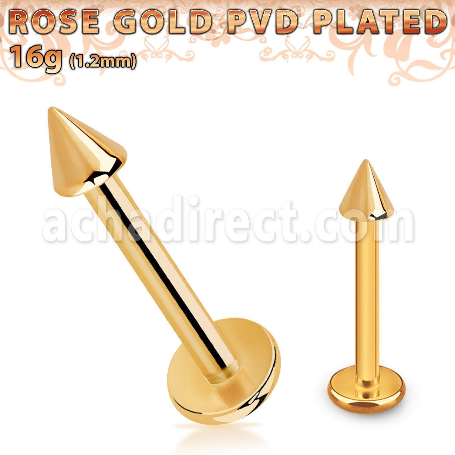 lbttcn25 labret acero 316l pvd oro rosa cono 2 5mm distribuidor mayorista