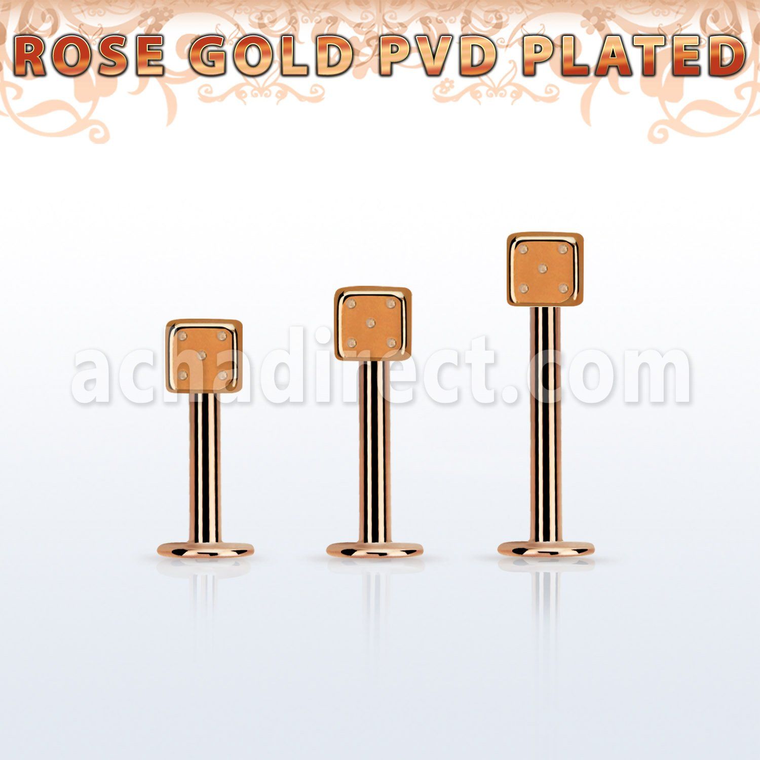 lbttdi3 labret acero 316l pvd oro rosa dado 3mm distribuidor
