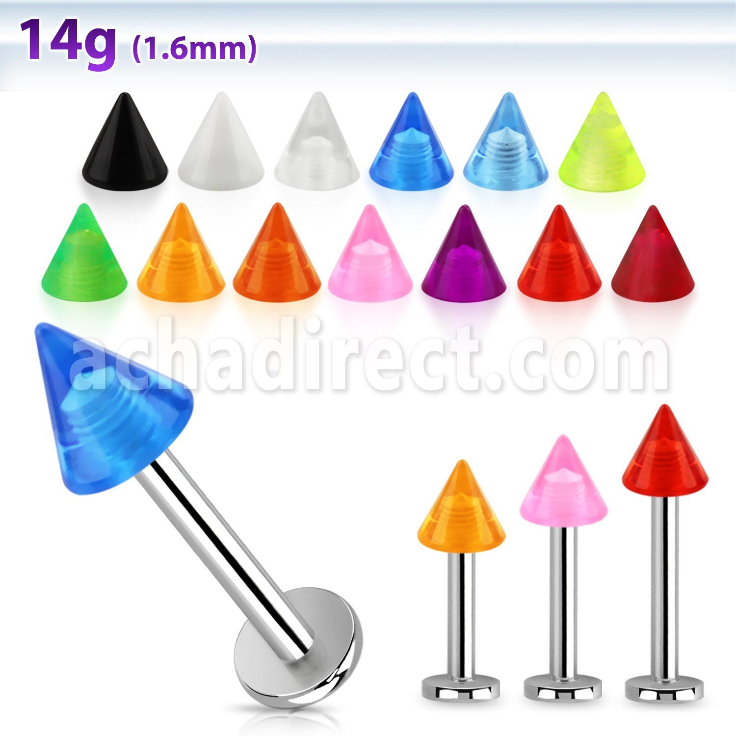 lbuvcn5 labret acero quirurgico cono acrilico uv distribuidor mayorista