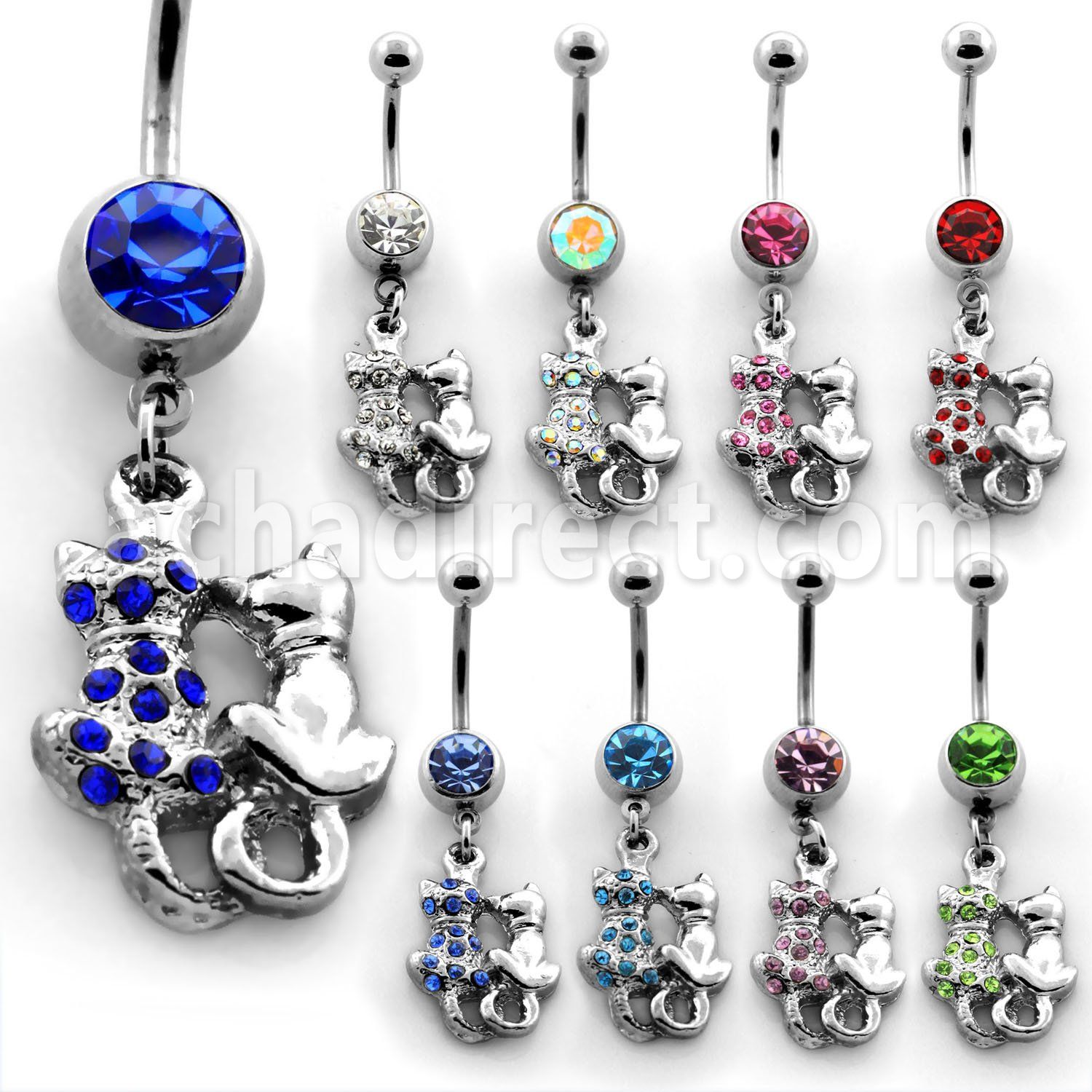 mcd2ct piercing ombligo acero quirurgico bola joya bisel 8mm gatos gemelos colgados 10mm venta