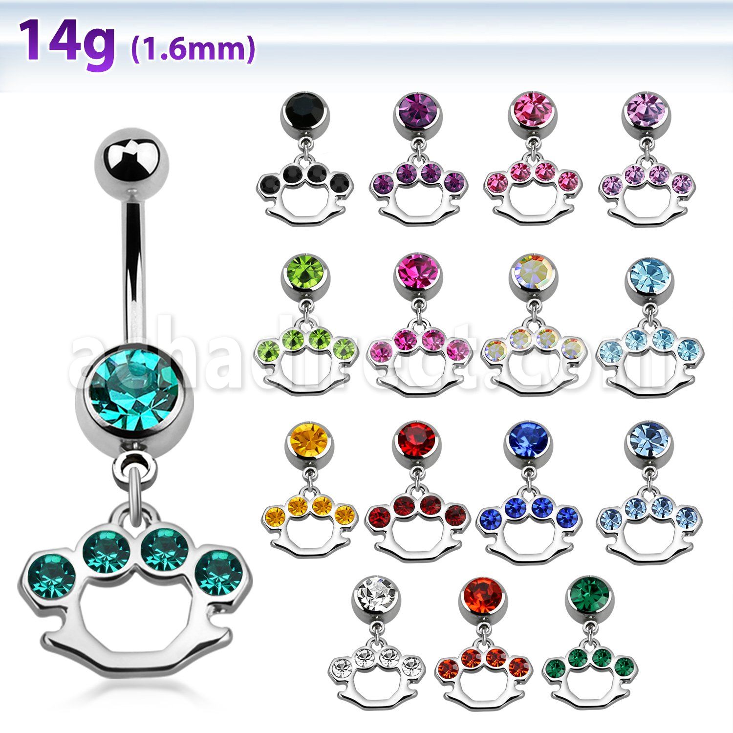 mcd389 piercing ombligo puno americano colgado cristal chapado ir distribuidor mayorista