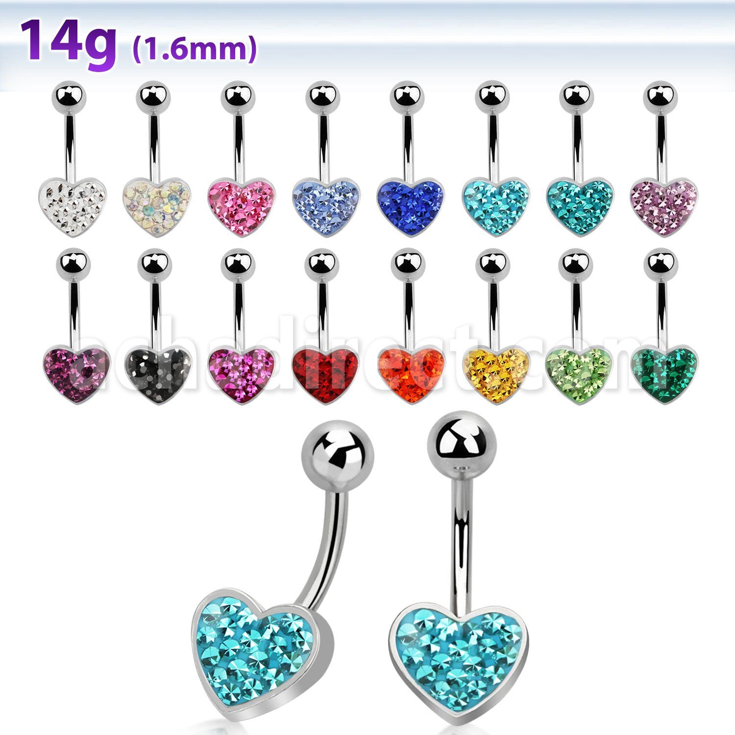 mcd426 piercing ombligo acero quirurgico corazon cristal ferido distribuidor