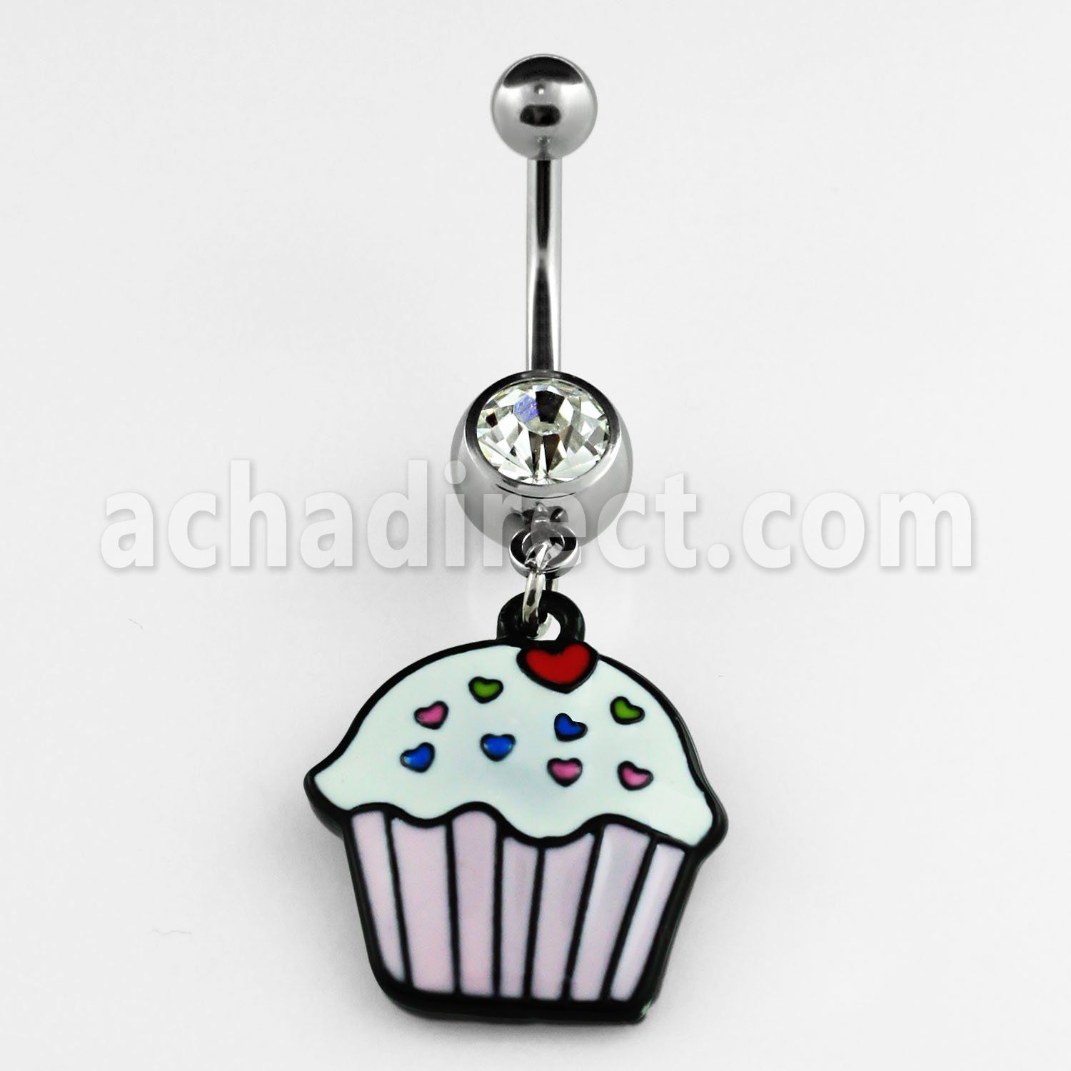 mcd456 piercing ombligo acero quirurgico bola joya bisel 8mm cupcake pintado colgado 10mm distribuidor mayorista