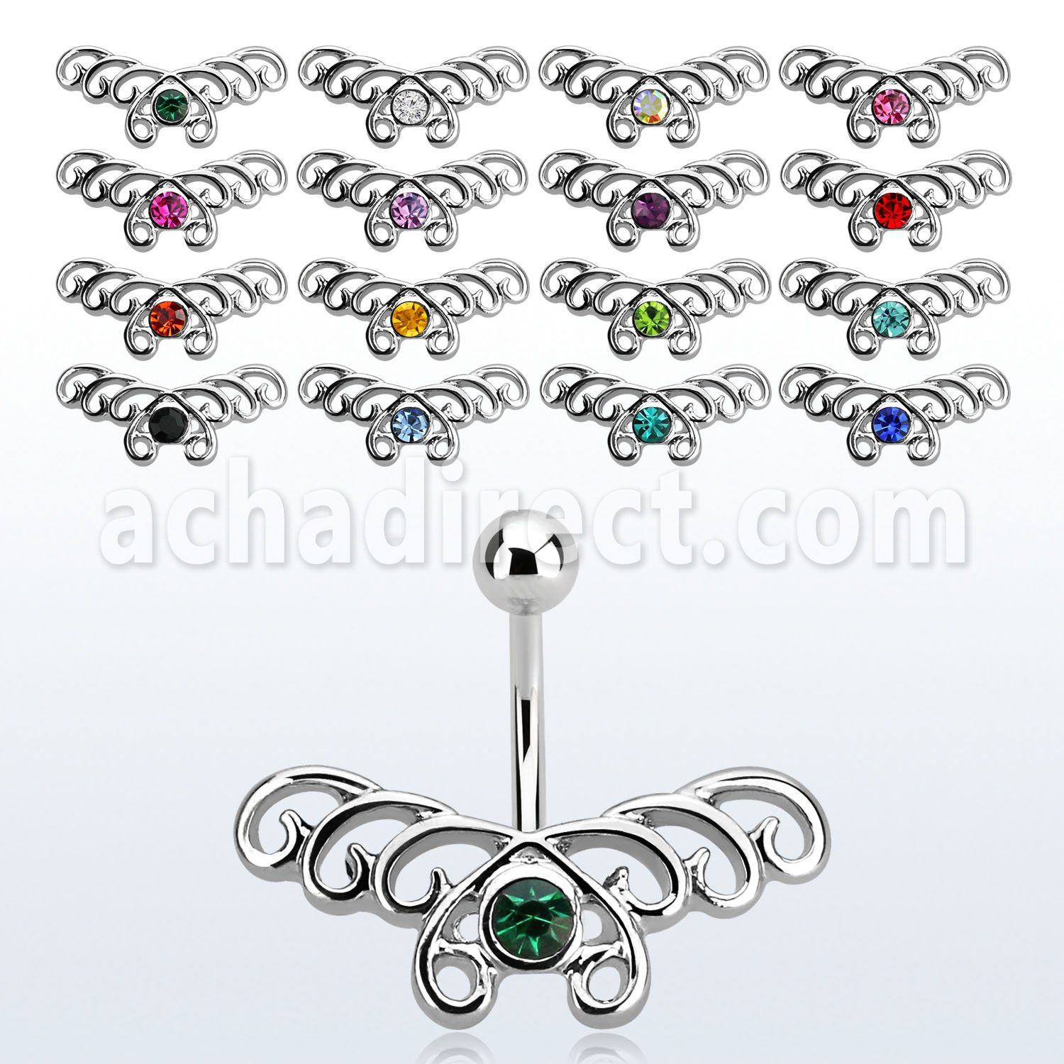 mcd493 piercing ombligo acero quirurgico corazon mariposa alambre distribuidor