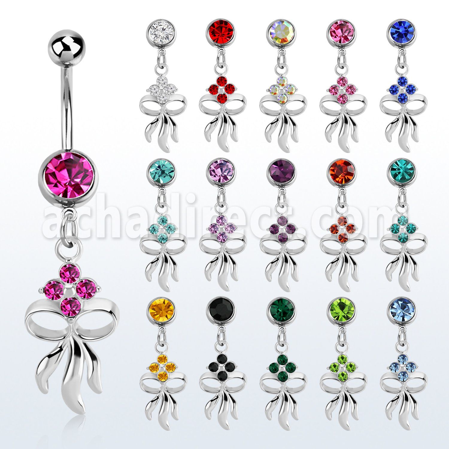 mcd508 piercing ombligo acero quirurgico bola joya bisel 8mm flor lazo 10mm al por mayor