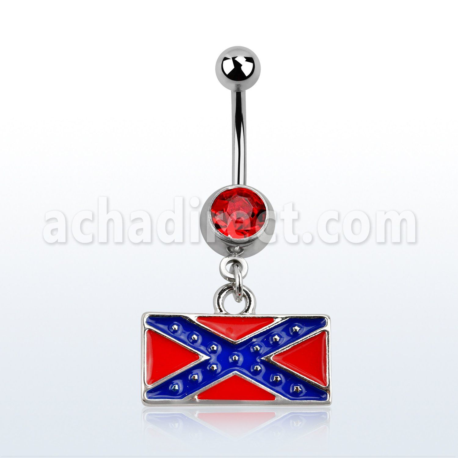 mcd555 piercing ombligo acero quirurgico bola 8mm joya bisel bandera confederada pintada 10mm distribuidor