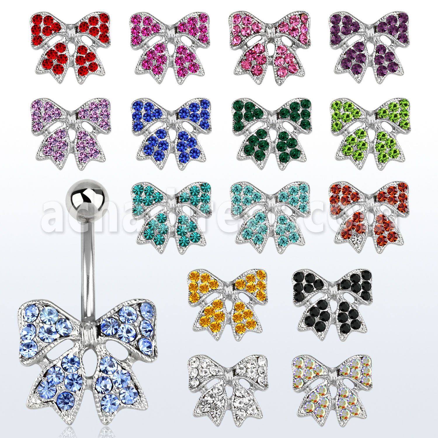 mcd595 piercing ombligo acero quirurgico lazo multi cristal inferior venta