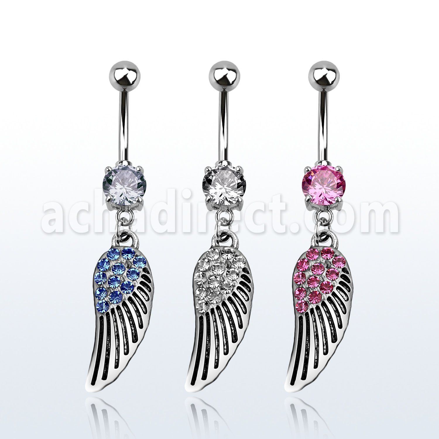 mcd607 piercing ombligo acero quirurgico bola joya bisel 8mm ala pajaro 10mm distribuidor