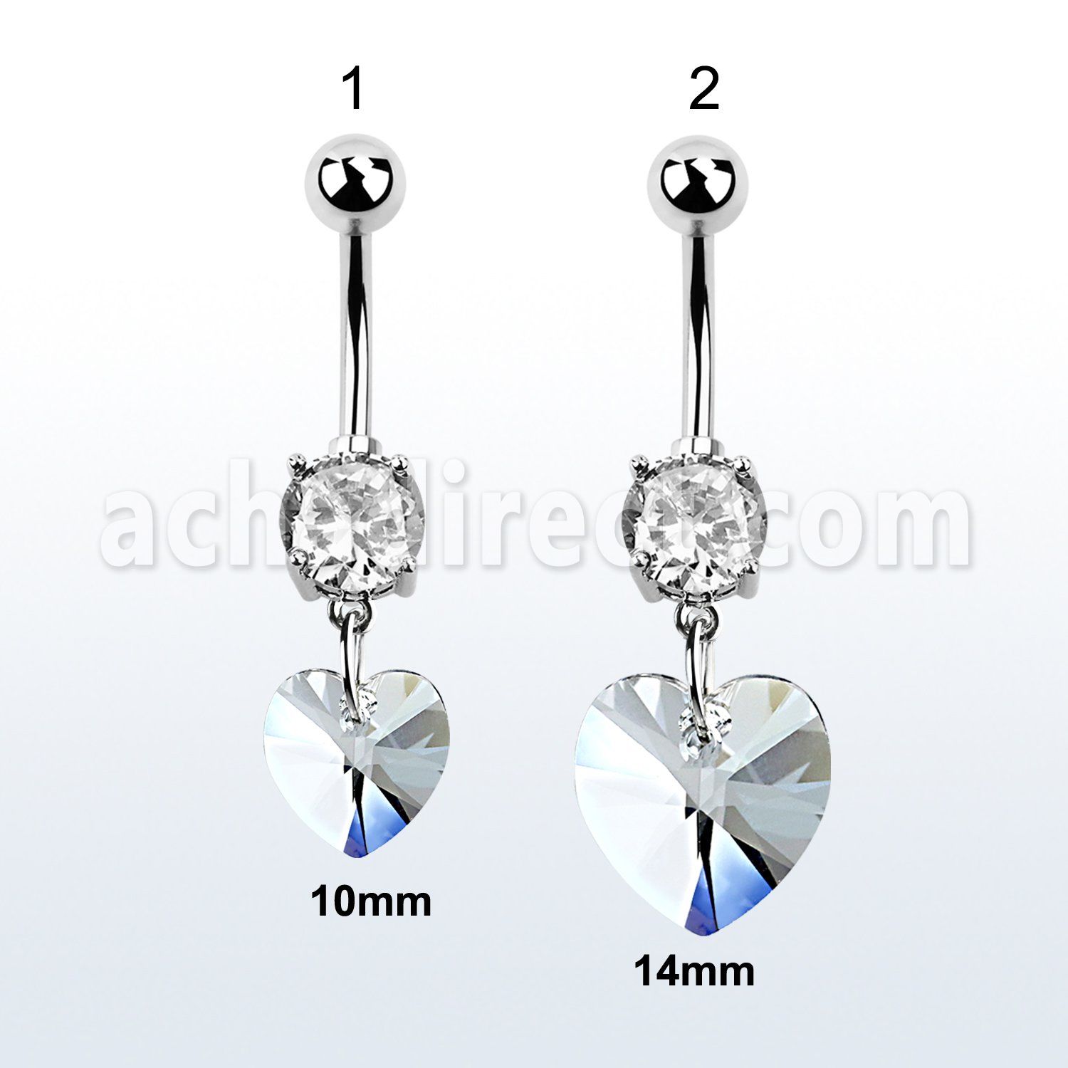 mcd715 piercing ombligo acero quirurgico zirconia 8mm cristal corazon colgado mayorista