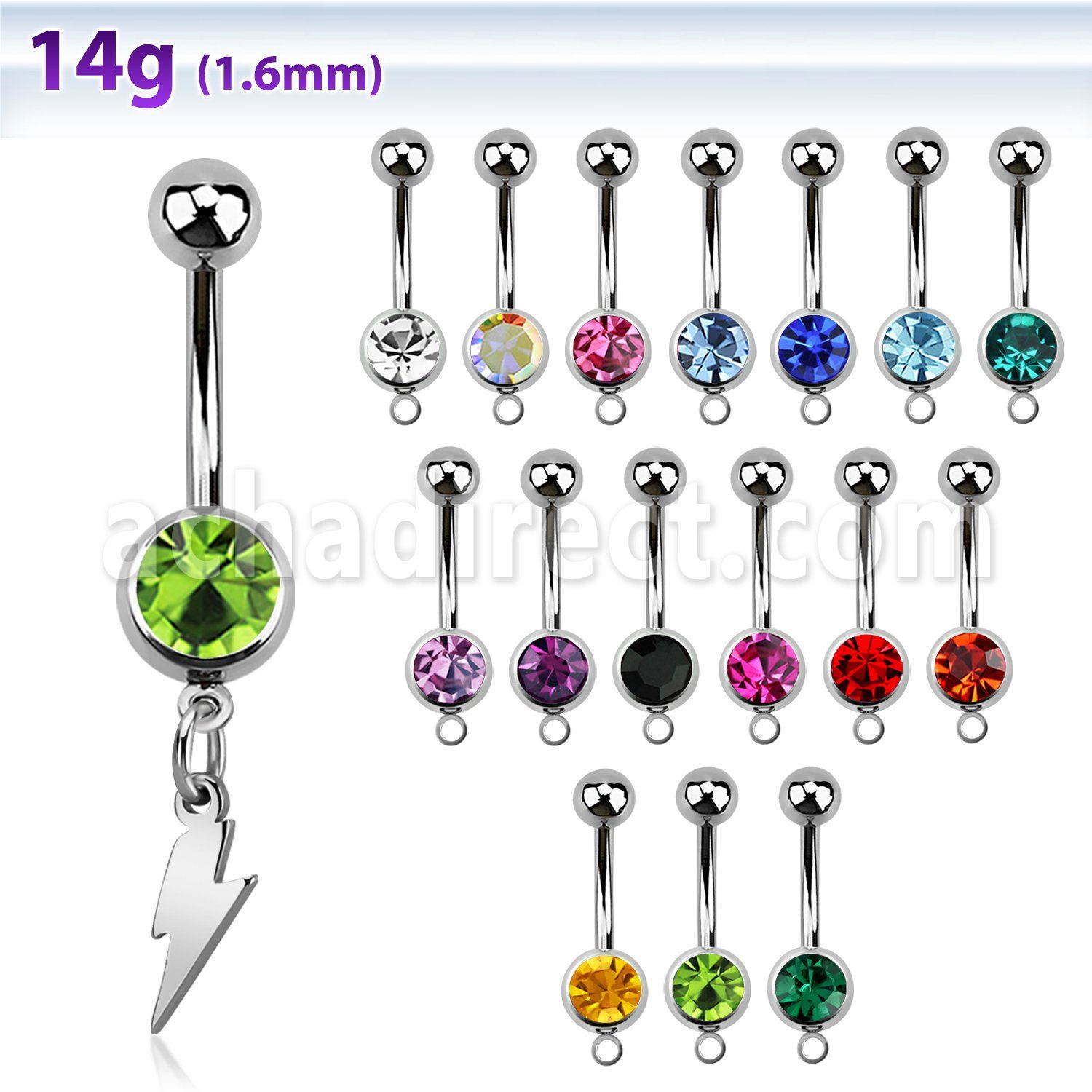 mcdlit piercing ombligo acero quirurgico bola 8mm joya bisel colgante acero liso rayo distribuidor mayorista