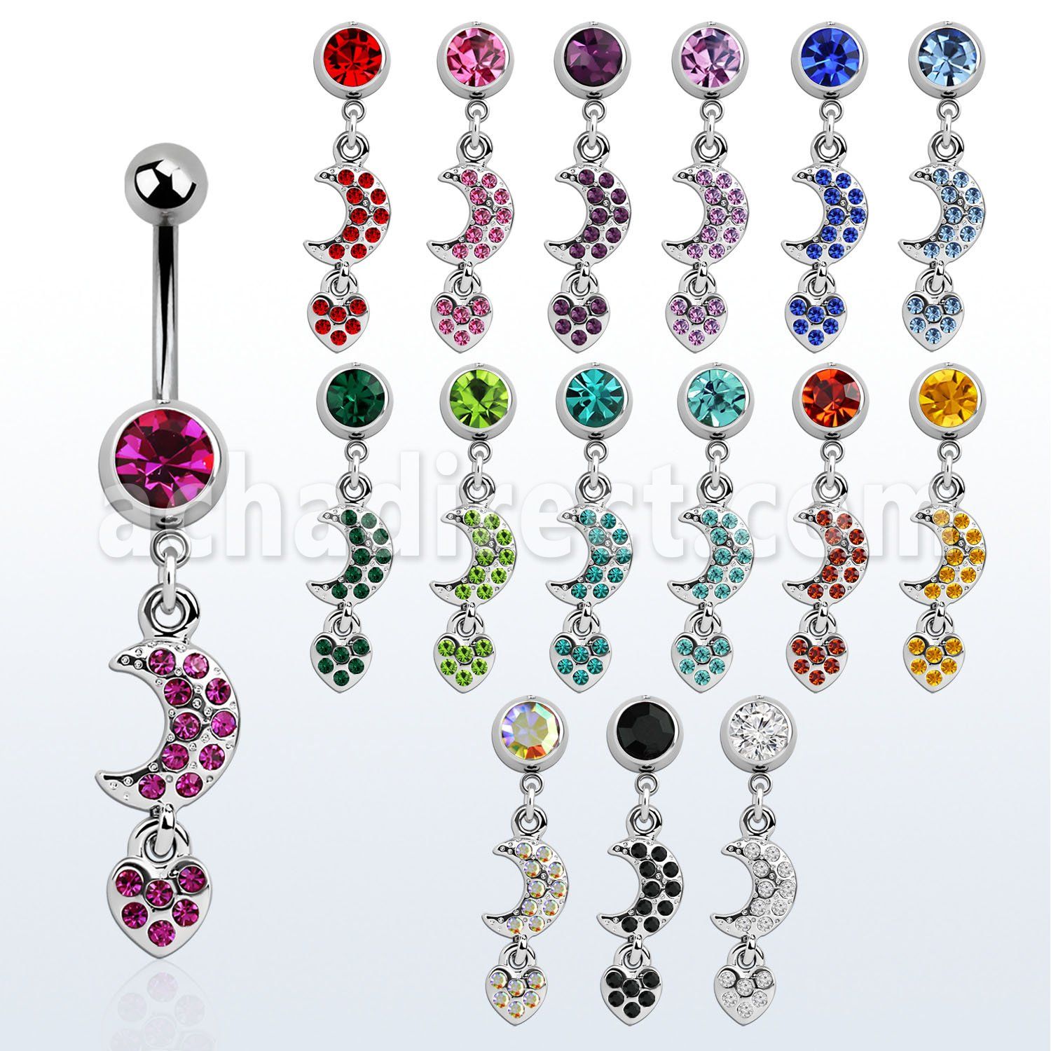 mcdmh piercing ombligo acero quirurgico bola joya bisel 8mm luna corazon 10mm distribuidor