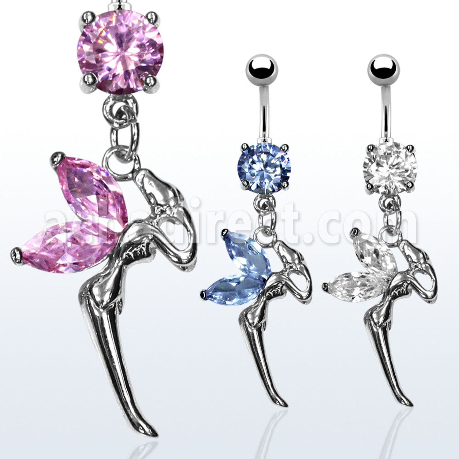 mcdz103 piercing ombligo acero quirurgico zirconia redonda 8mm hada alas zirconia 10mm distribuidor