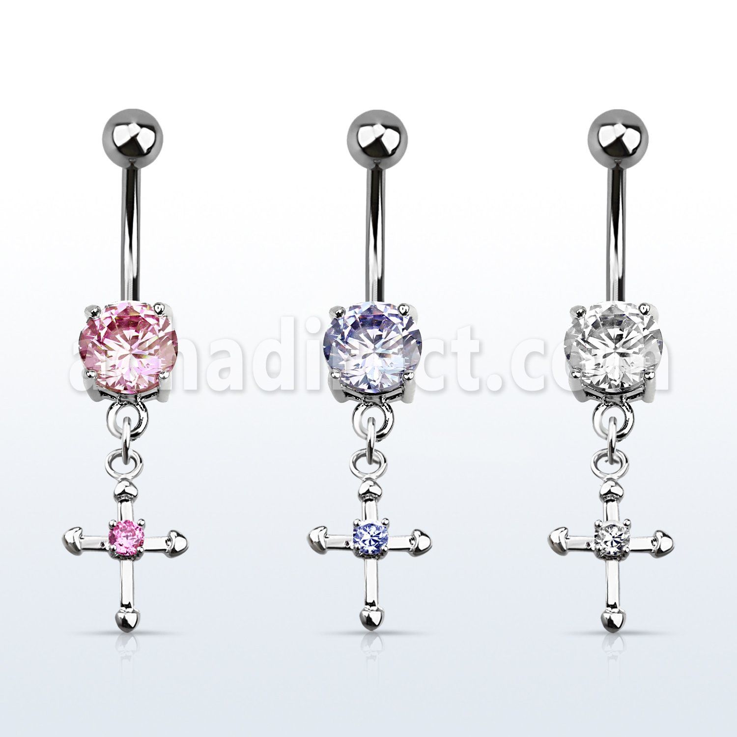 mcdz14s piercing ombligo acero quirurgico zirconia redonda 8mm cruz zirconia centro 10mm distribuidor