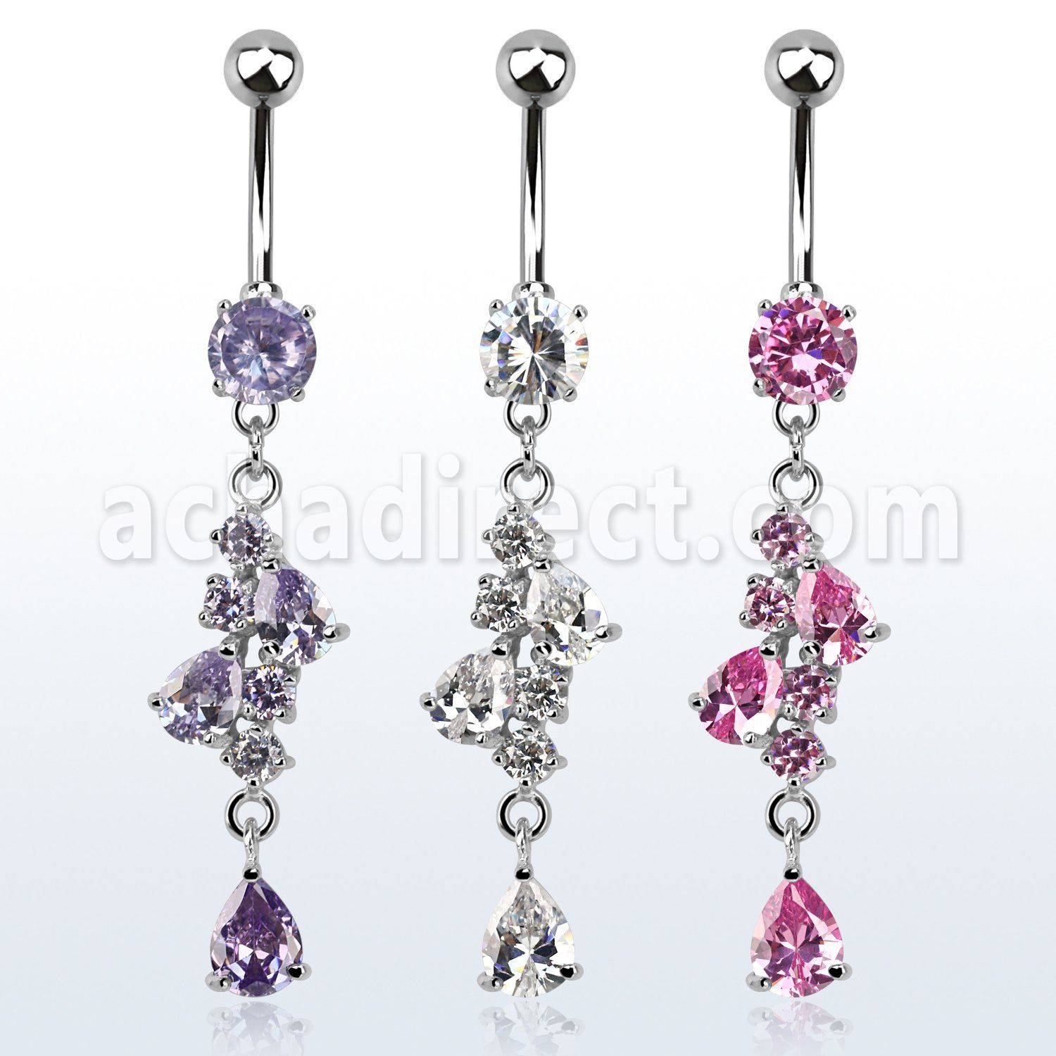 mcdz312 piercing ombligo acero quirurgico zirconia 8mm zirconia pera 10mm distribuidor