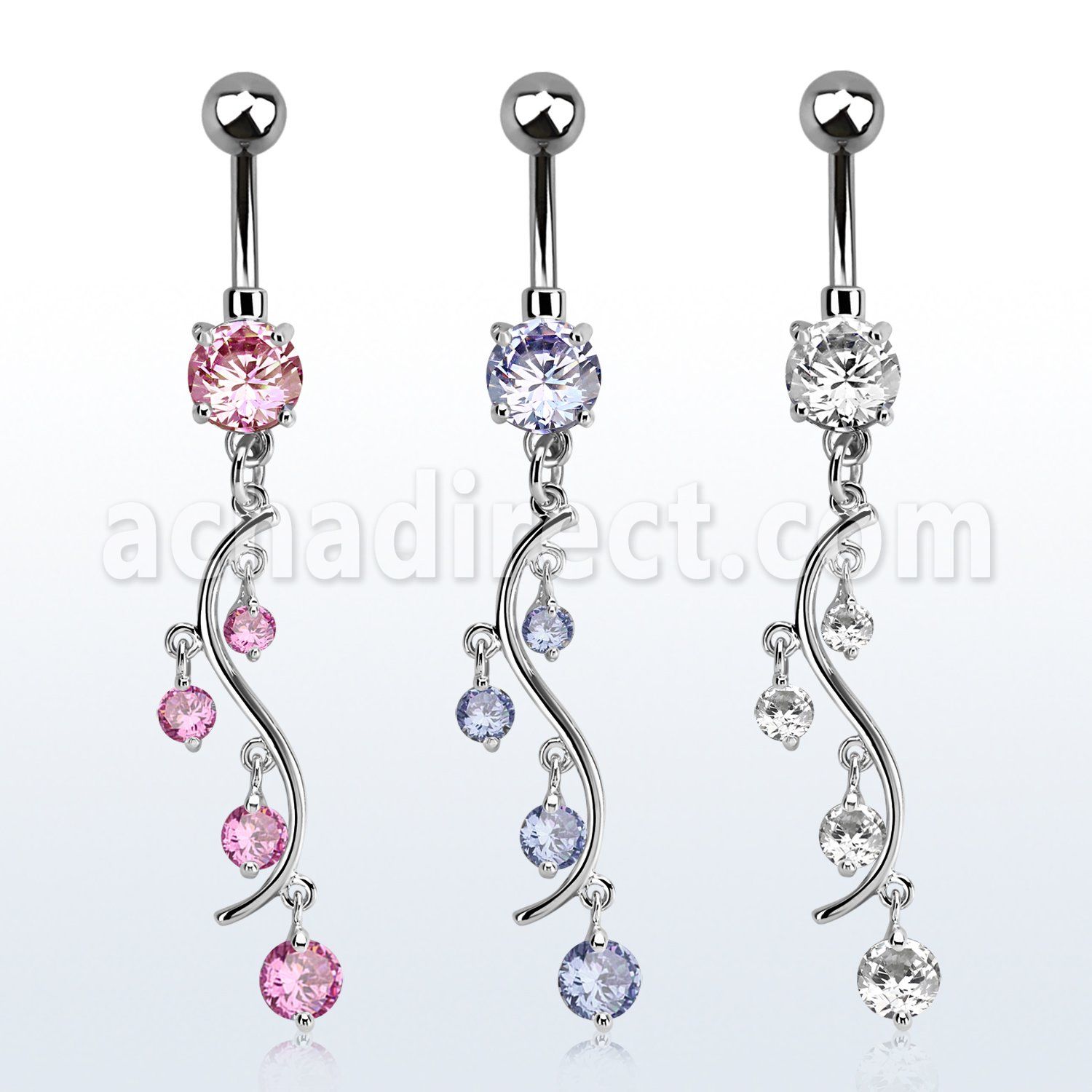 mcdz359 piercing ombligo acero 316l zirconia redonda 8mm colgante vid zirconia distribuidor mayorista