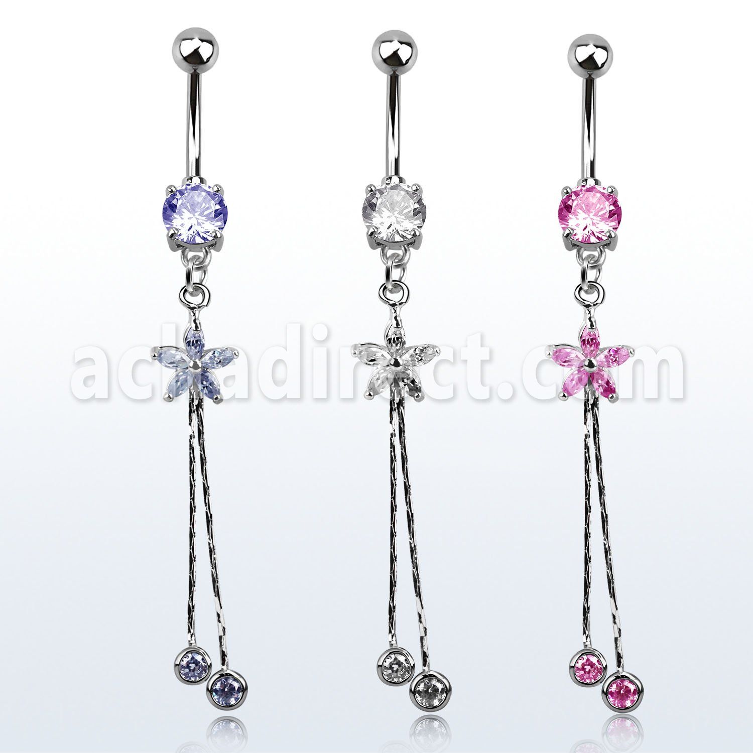 mcdz364 piercing ombligo flor zirconia engastada distribuidor mayorista