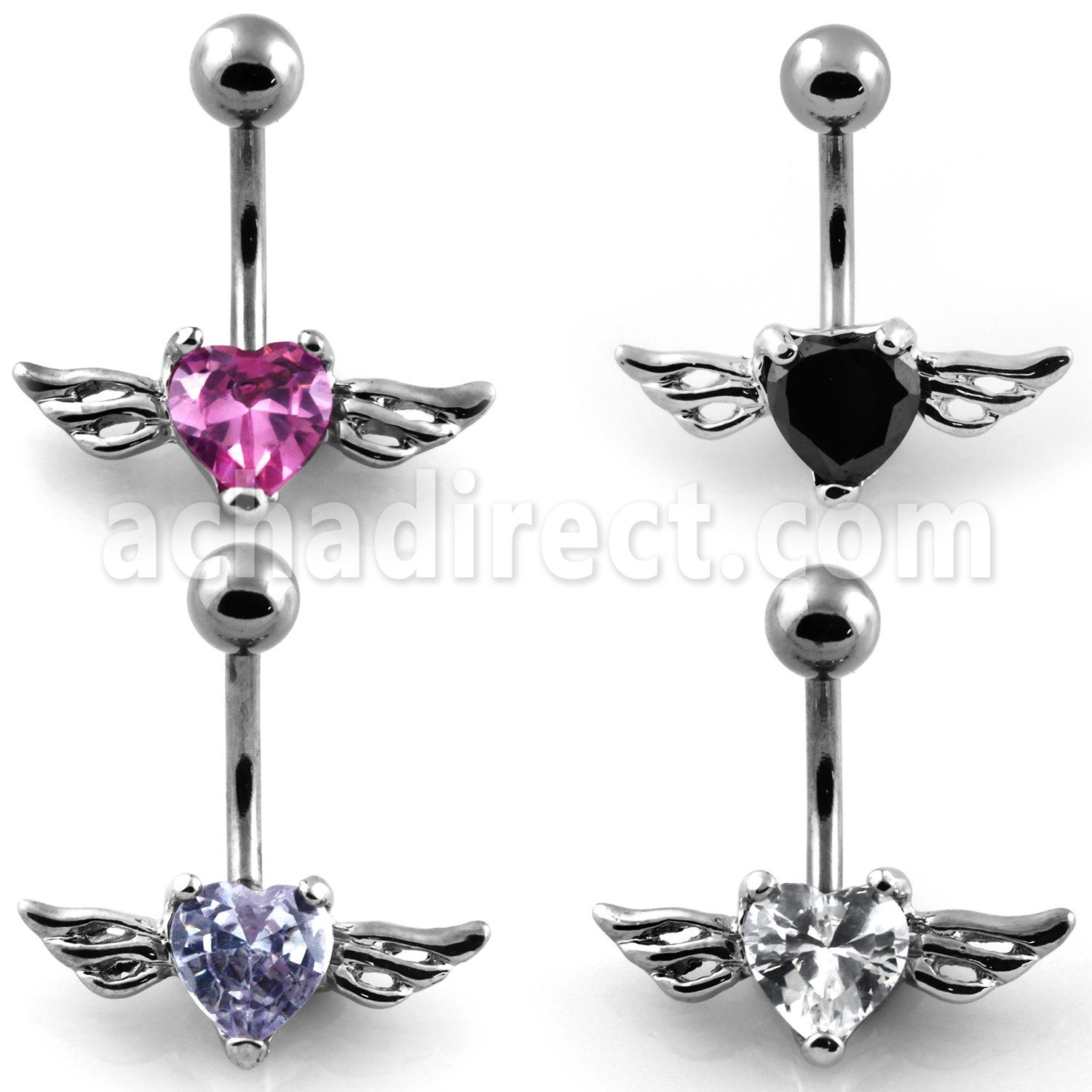 mcdz381 piercing ombligo acero quirurgico zirconia 8mm alas 10mm distribuidor mayorista