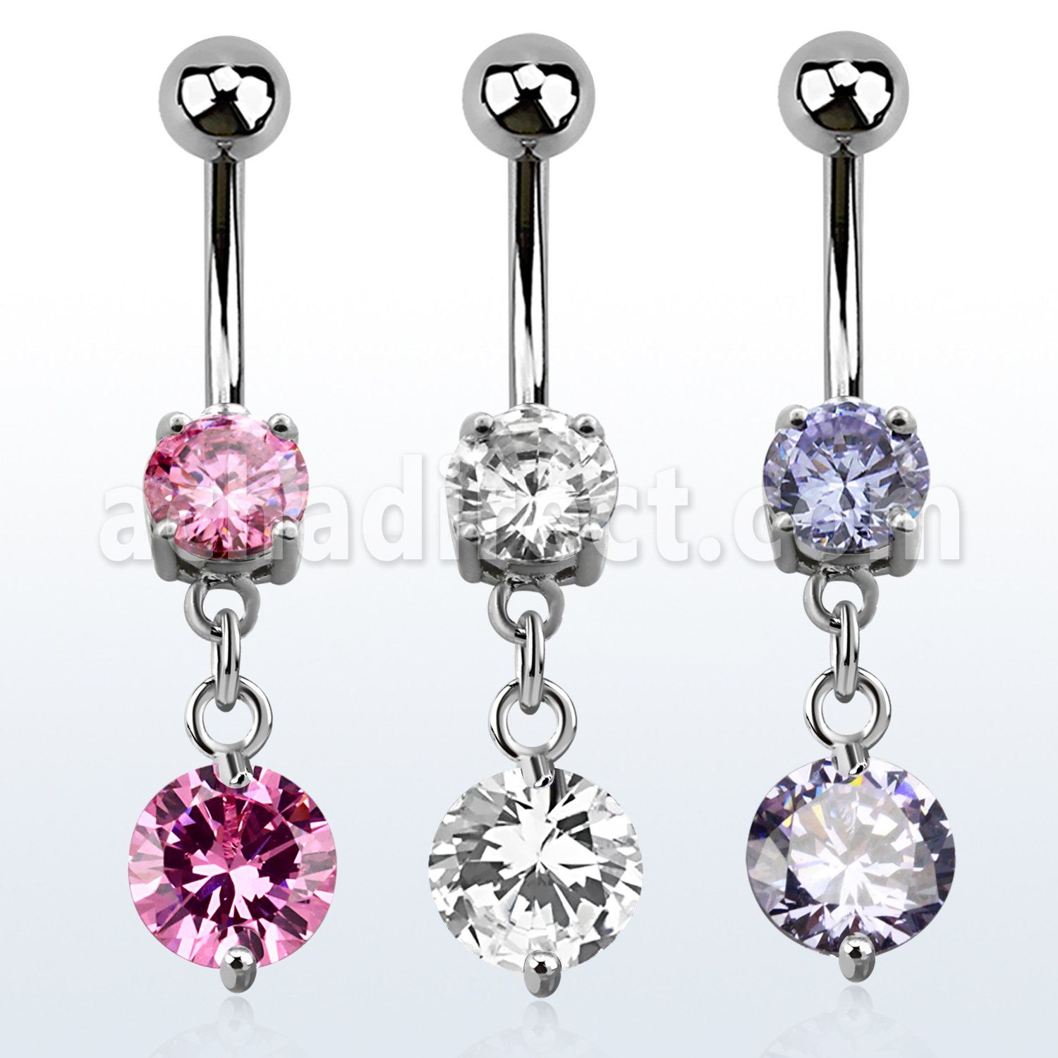 mcdz383 piercing ombligo acero quirurgico zirconia 8mm gemela zirconia 10mm 10mm venta