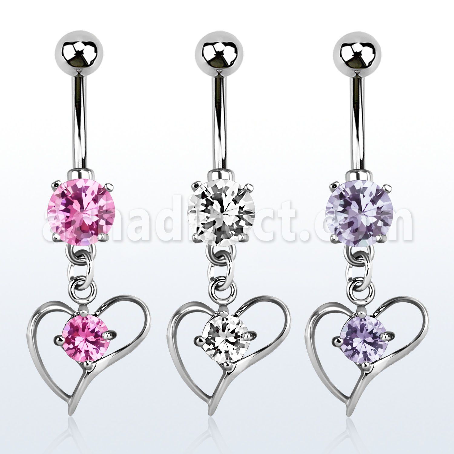 mcdz391 piercing ombligo acero quirurgico corazon colgado zirconia centro venta