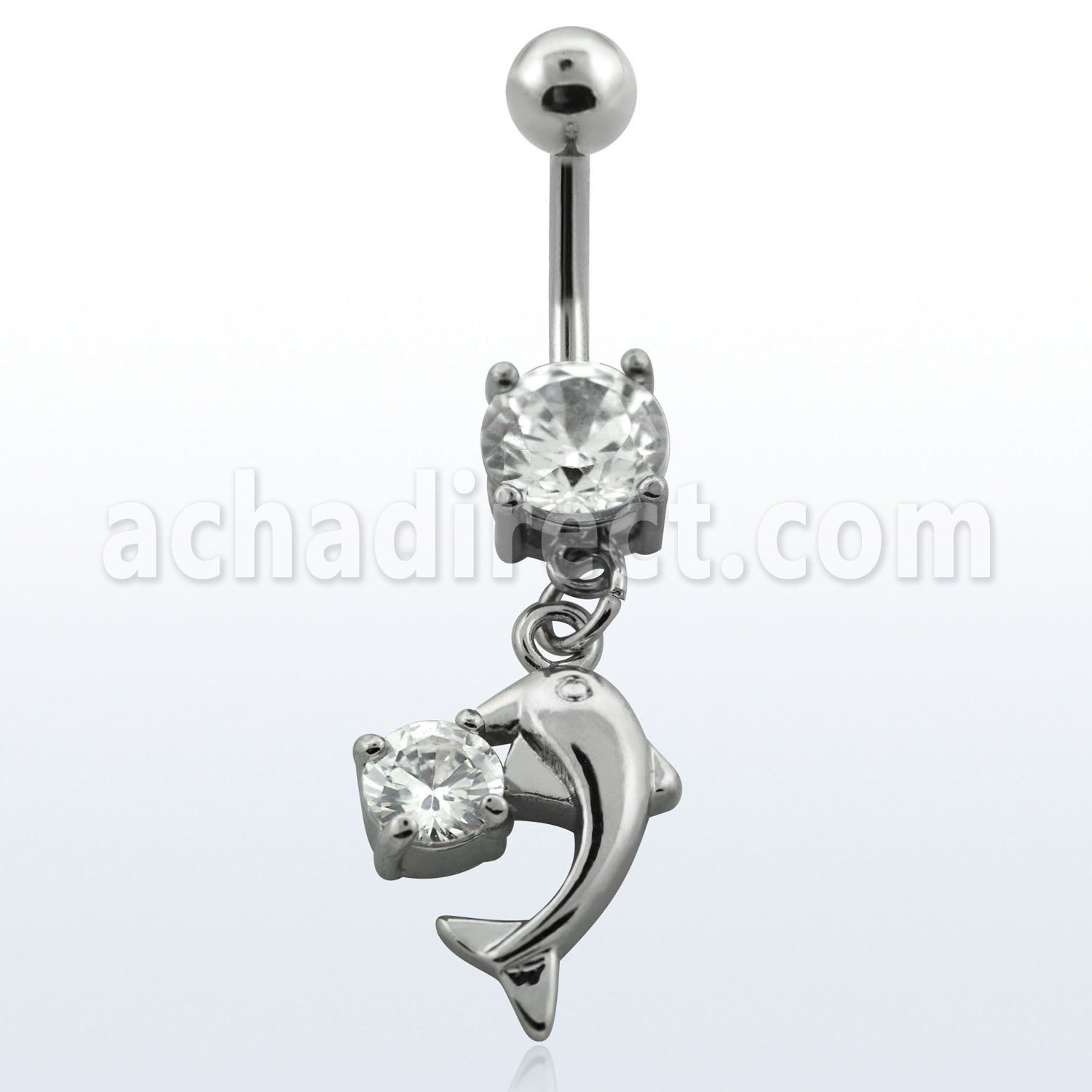 mcdz7x piercing ombligo acero quirurgico zirconia 8mm delfin colgado zirconia redonda 10mm mayorista