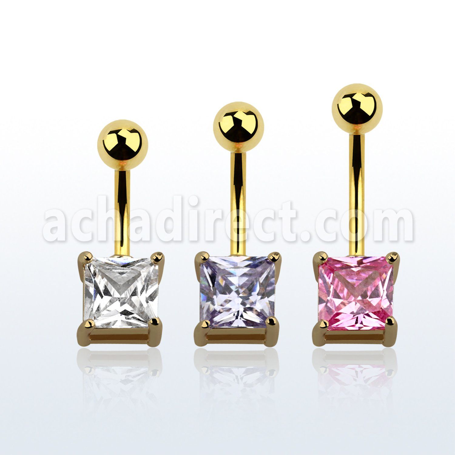 mdgz525 piercing ombligo acero 316l anodizado dorado zirconia cuadrada 8mm distribuidor