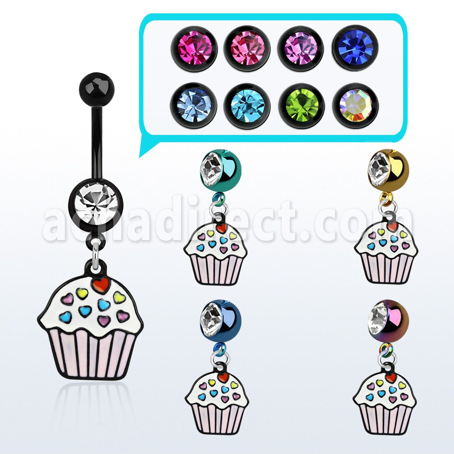 mdk456 piercing ombligo acero quirurgico pvd bola lisa 5mm bola joya 8mm cupcake pintado colgado 10mm distribuidor