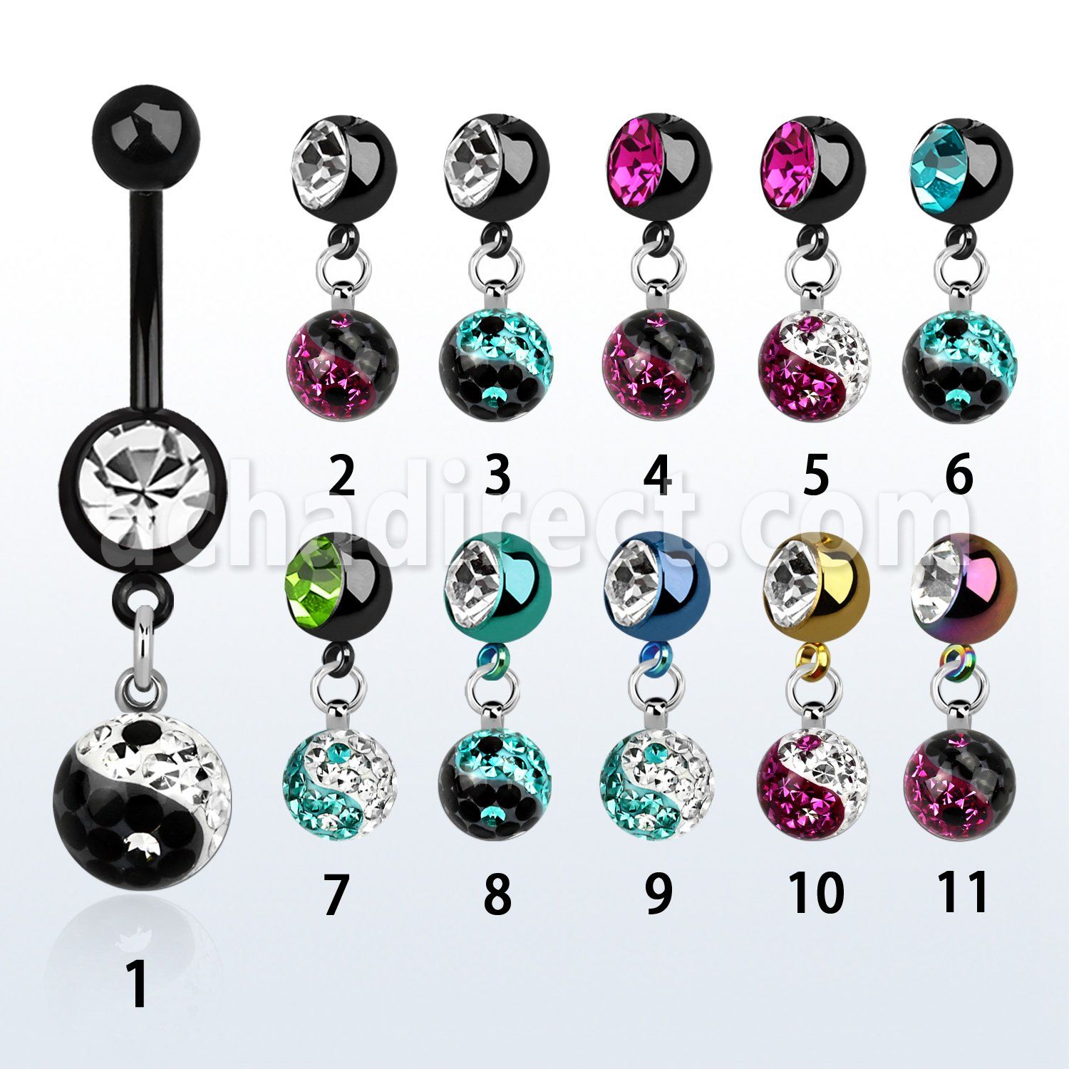 mdkfr8y piercing ombligo acero quirurgico pvd bola lisa 5mm bola joya 8mm bola multi cristal ferido 8mm ying yang 10mm al por mayor