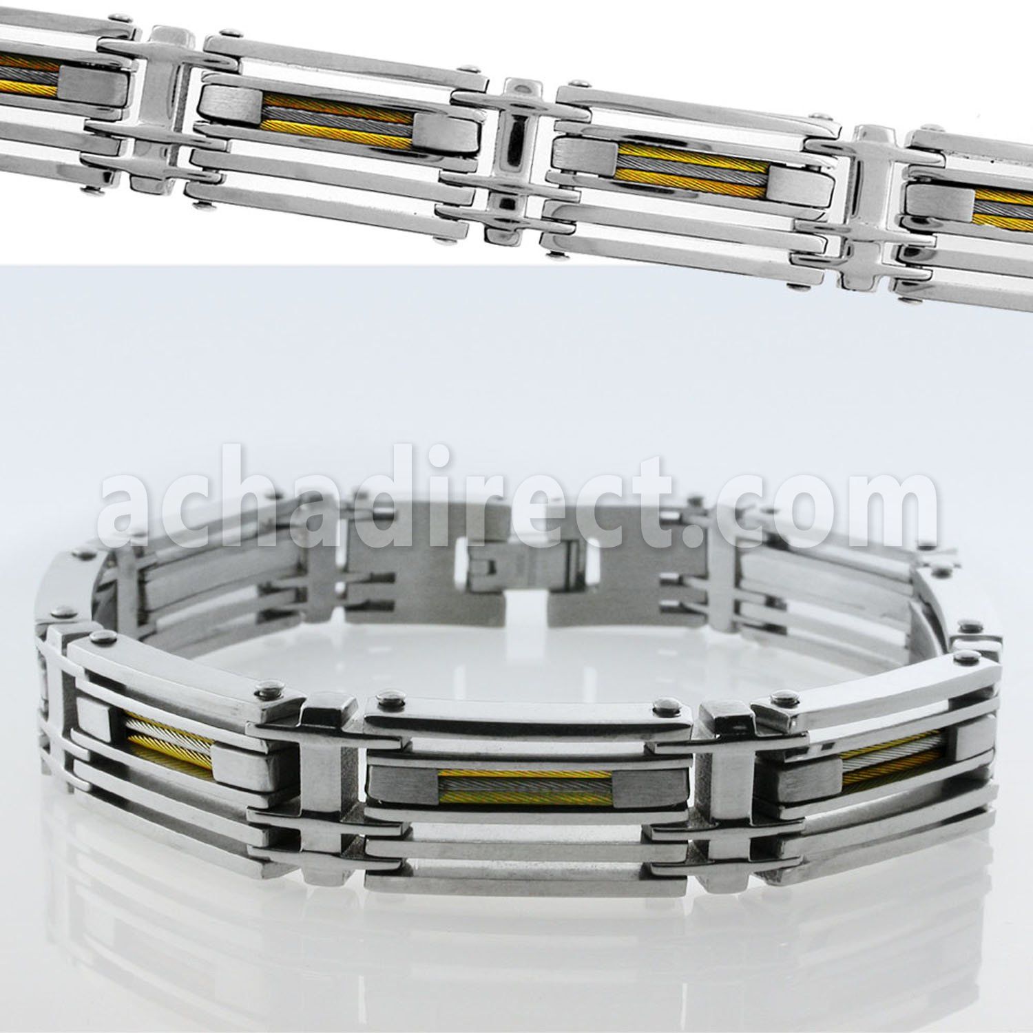 mgb20 brazalete acero inoxidable uniones capa brillo espejo detalles oro distribuidor mayorista