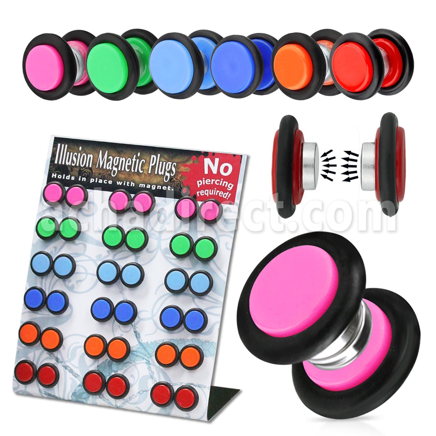 mgmpr6 display 18 plugs falsos magneticos anillos goma 8mm mayorista