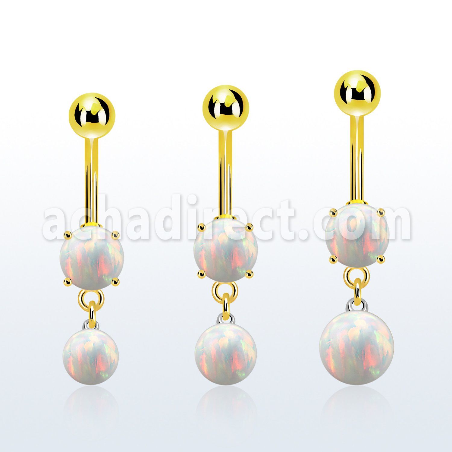 mgoopb piercing ombligo acero 316l pvd dorado opalo redondo colgante bola opalo 8mm mayorista