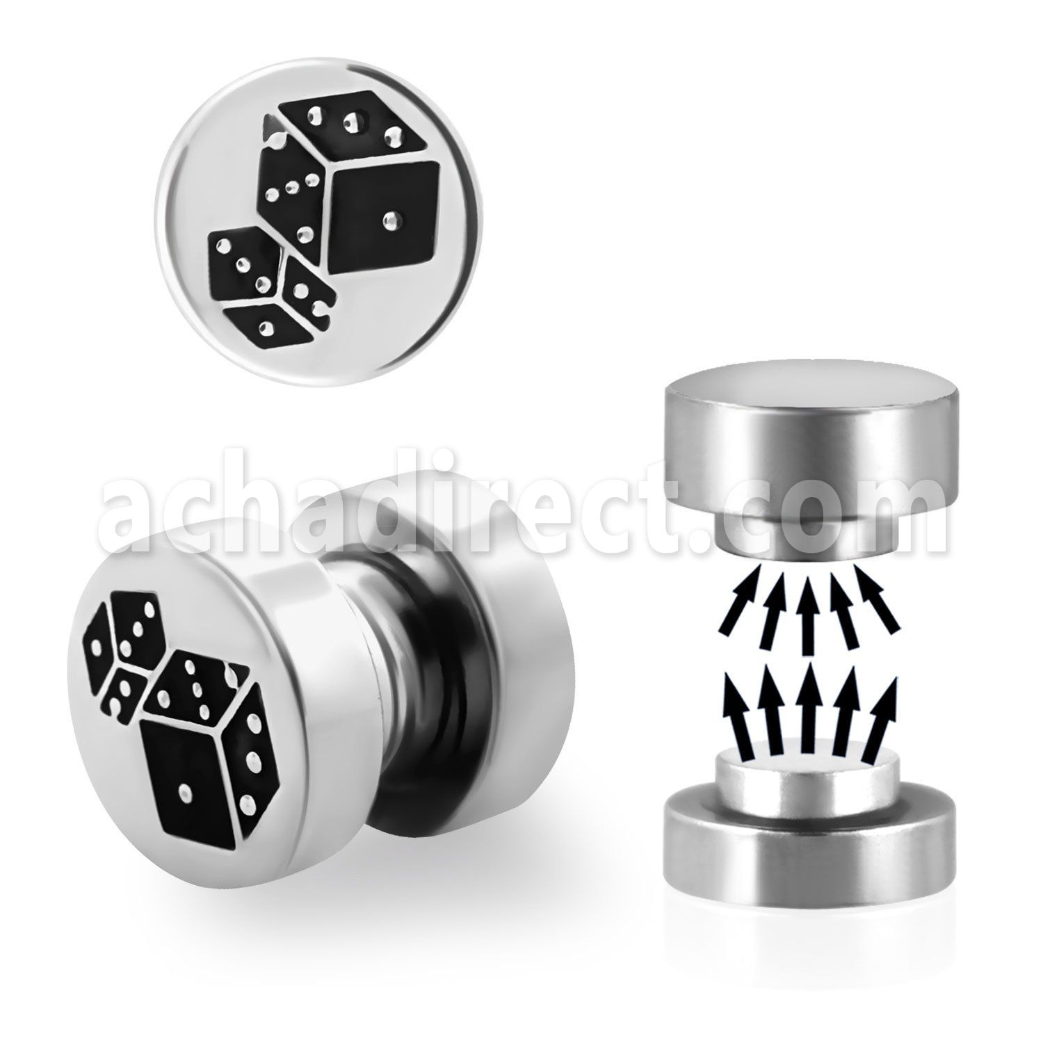 mip14 plug falso magnetico acero quirurgico logo dados 8mm vendido por pieza distribuidor mayorista