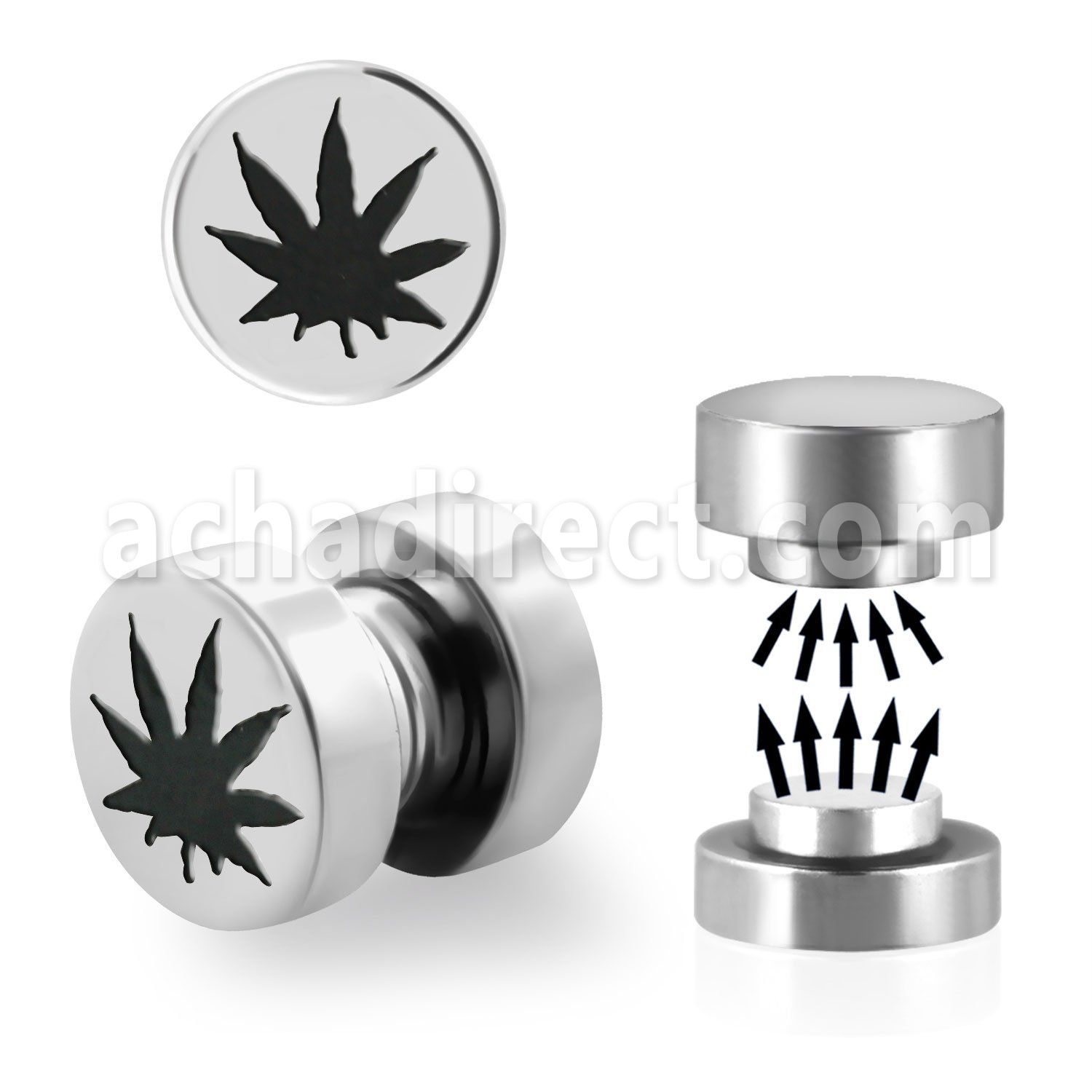 mip6 plug falso magnetico acero quirurgico logo marihuana 8mm se vende por pieza venta