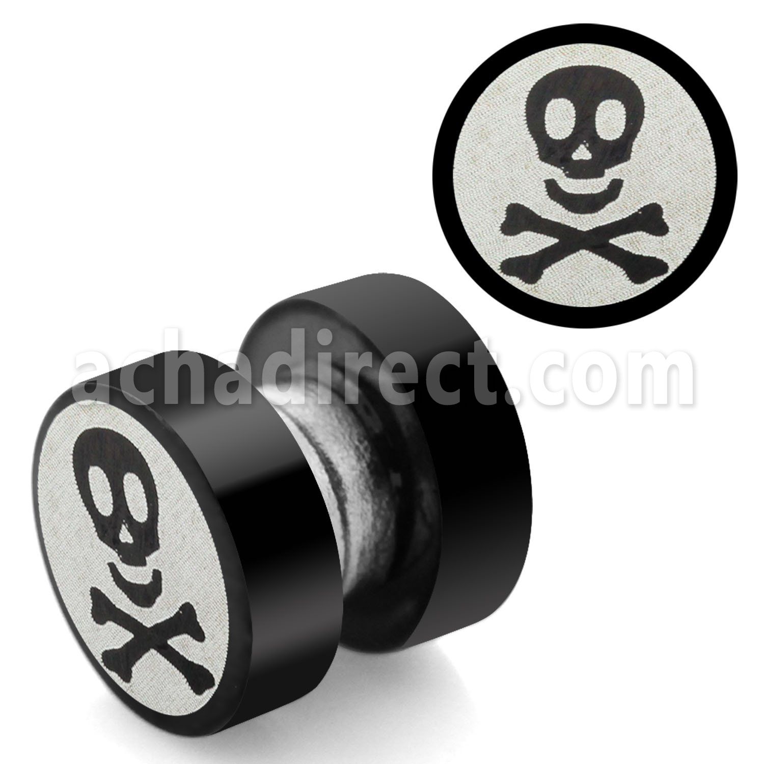 mpls2 plug falso magnetico acero 316l anodizado negro logo calavera grabado laser 8mm mayorista