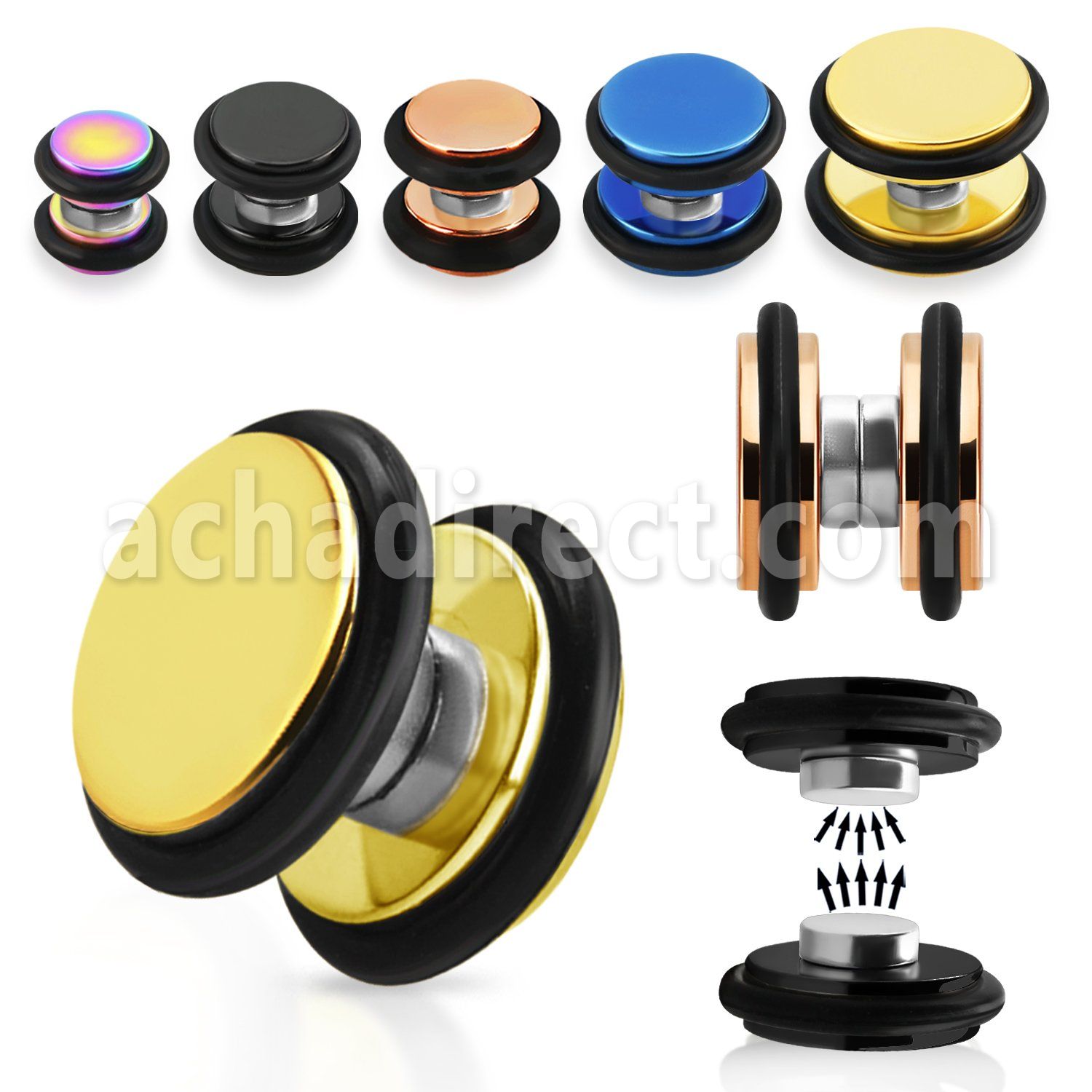 mptr plug falso magnetico acero quirurgico anodizado anillos goma distribuidor mayorista