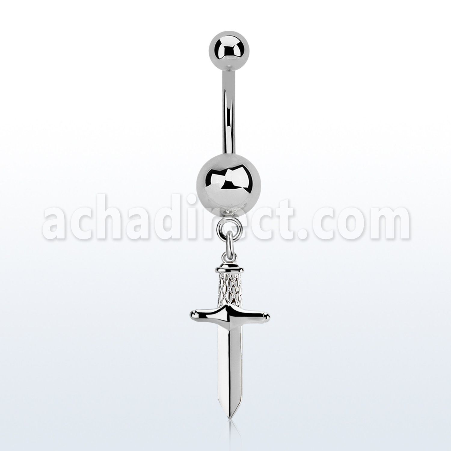 msd768 piercing ombligo acero quirurgico bola acero liso colgante punal colgante laton chapado plata