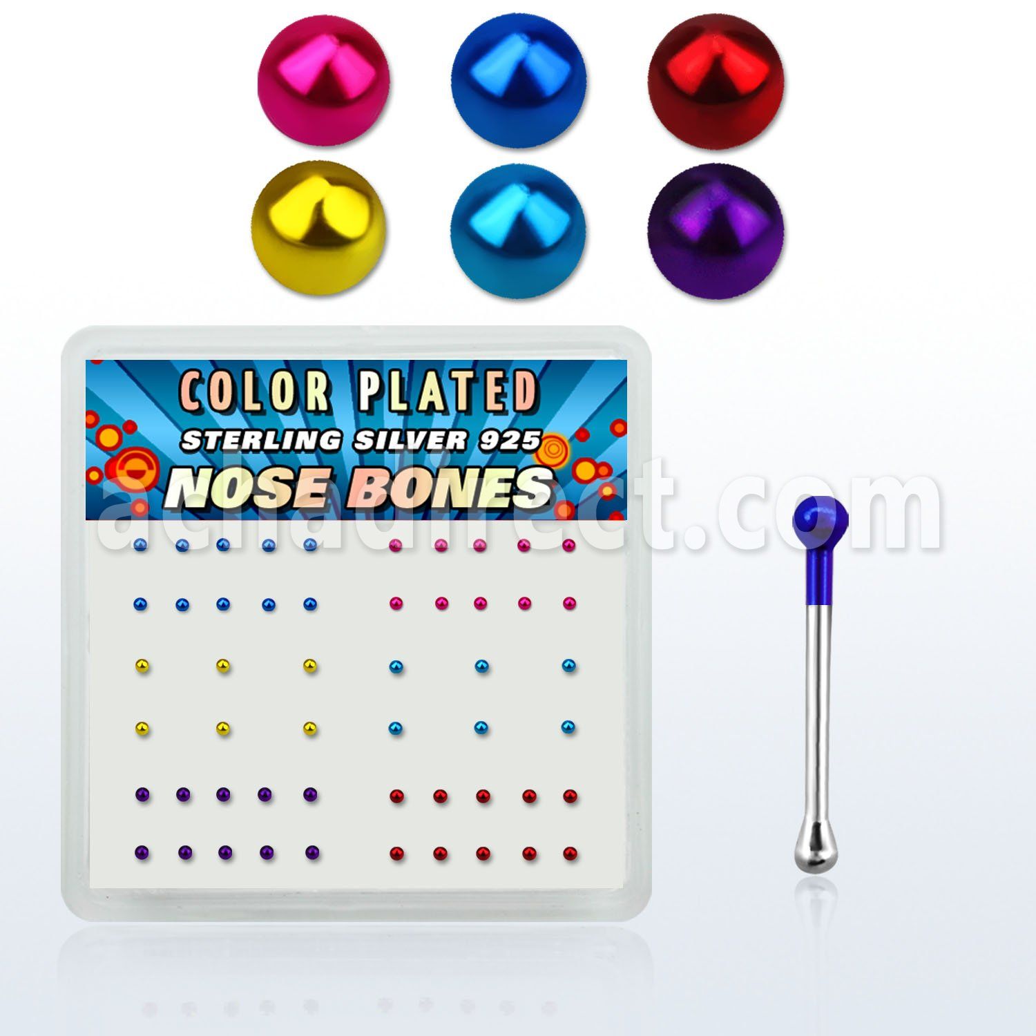 nbmtbx1 caja display piercing nariz hueso plata esterlina 925 0 6mm bola 1mm mayorista