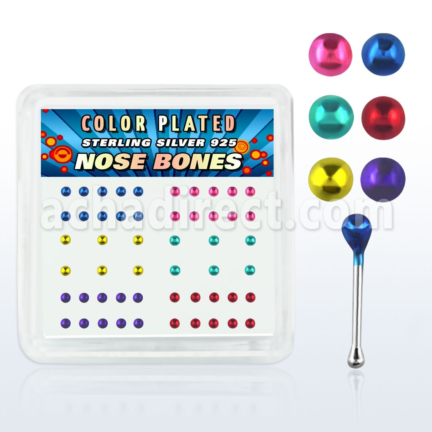 nbmtbx caja display piercing nariz hueso plata esterlina 925 0 6mm bola 1 5mm distribuidor