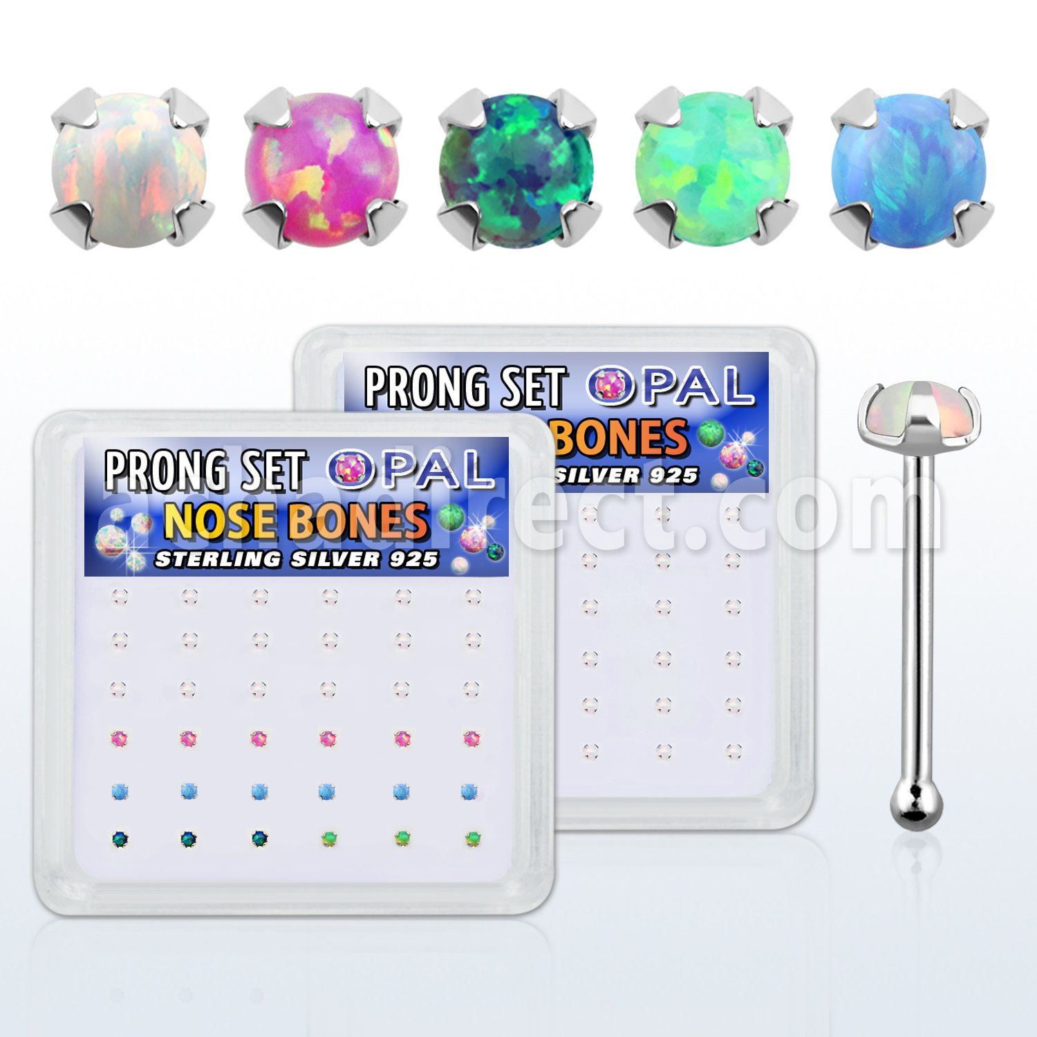 nbpo15 caja 36 piercing nariz hueso plata 925 0 6mm opalos sinteticos redondos 1 5mm al por mayor