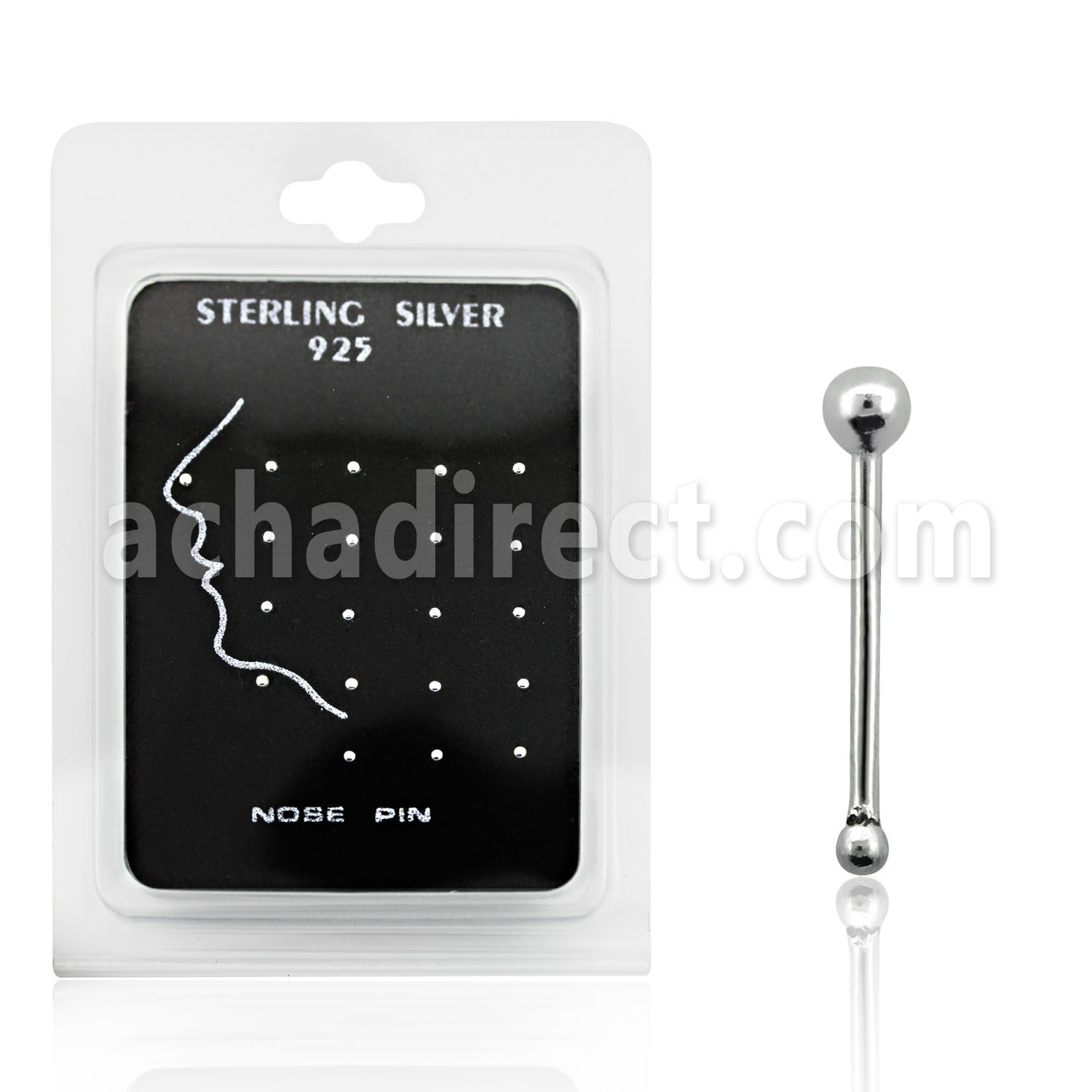 nbsvpk pack display 20 piercing nariz hueso plata esterlina 925 0 6mm bola plata lisa 1 5mm mayorista