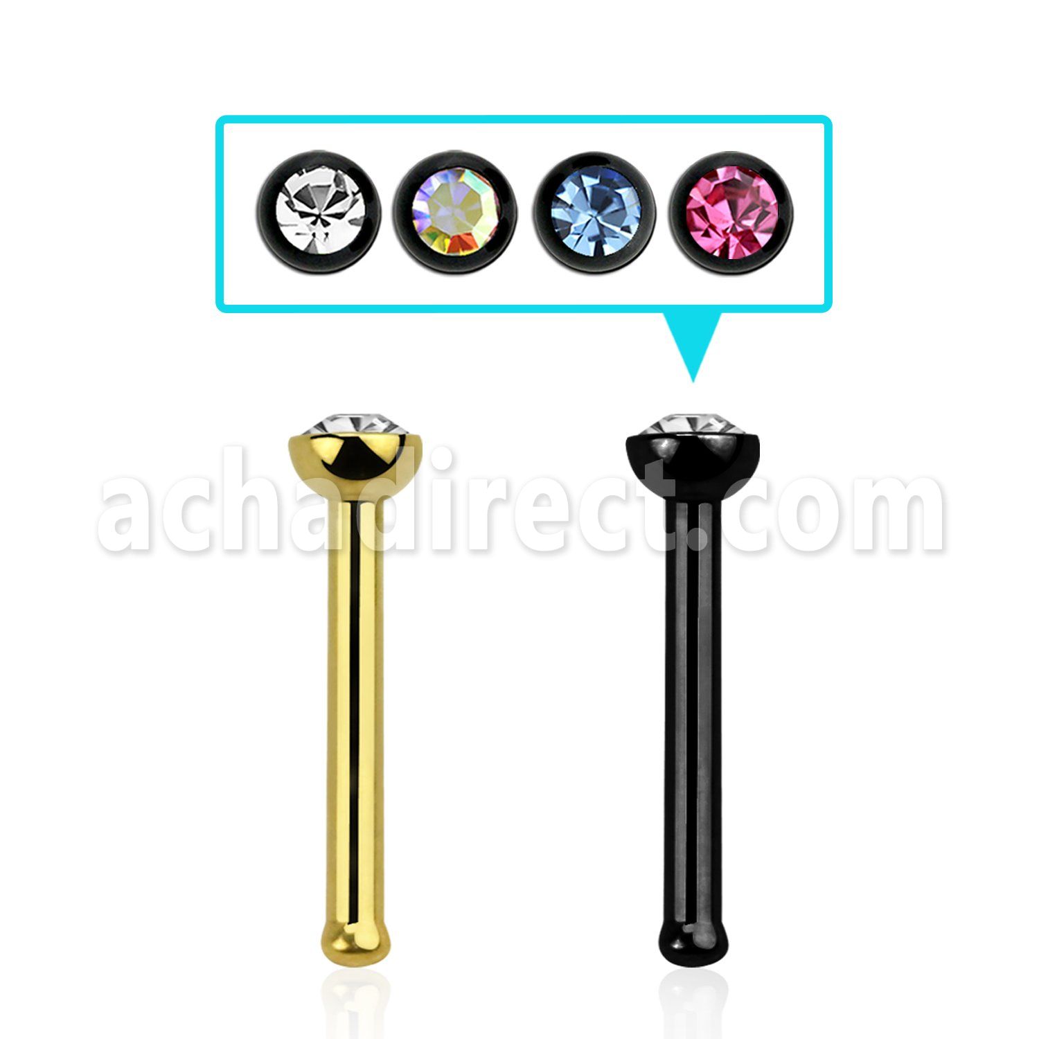 nbts piercing nariz hueso acero quirurgico anodizado 1mm cristal redondo claro al por mayor