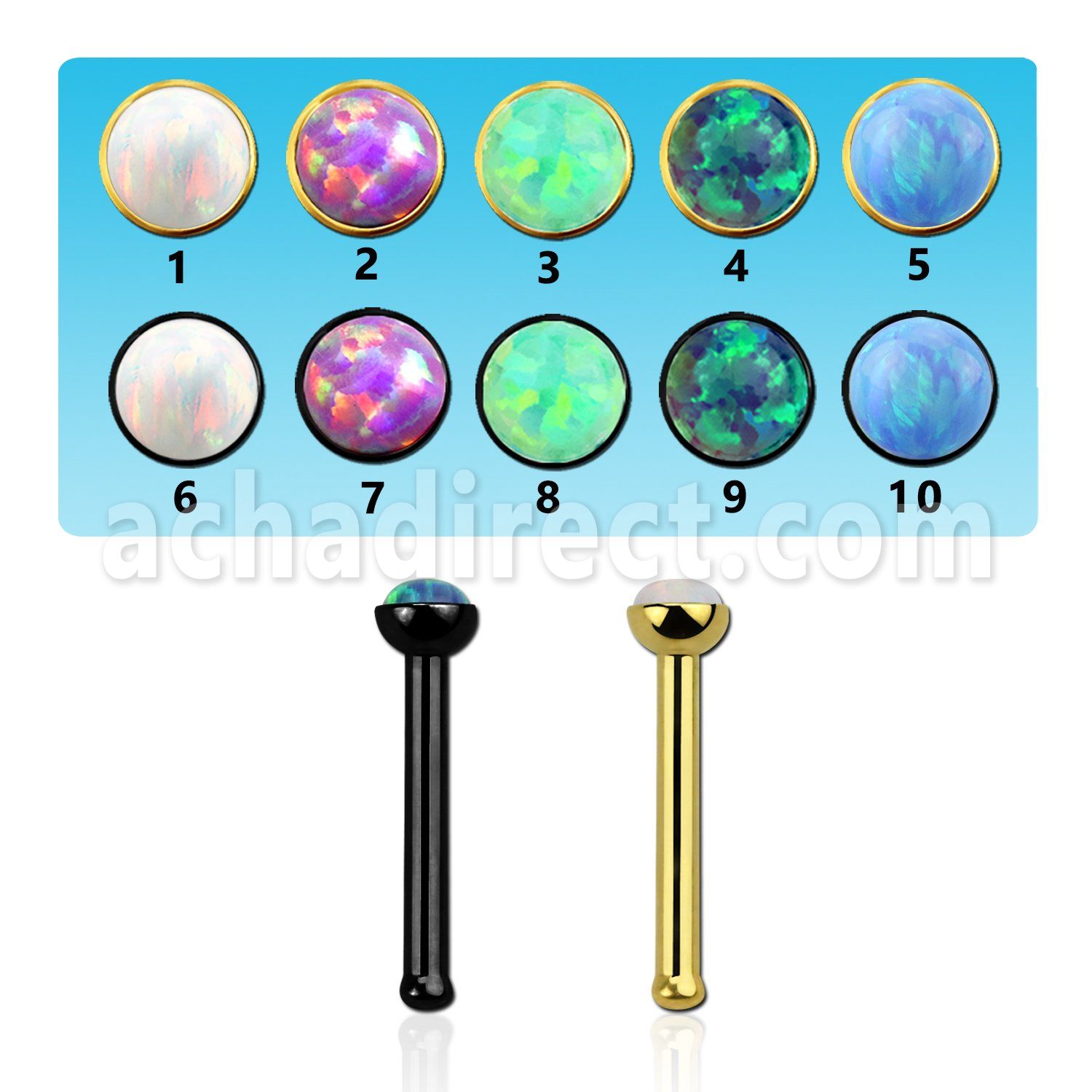 nbtsop piercing nariz hueso acero 316l anodizado 1mm opalos sinteticos redondos 1 5mm al por mayor